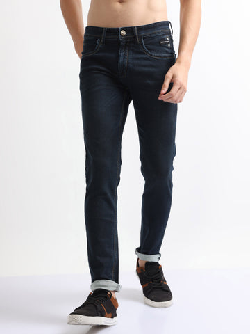 Mid Black Contrast Thread Twill Men's Jeans