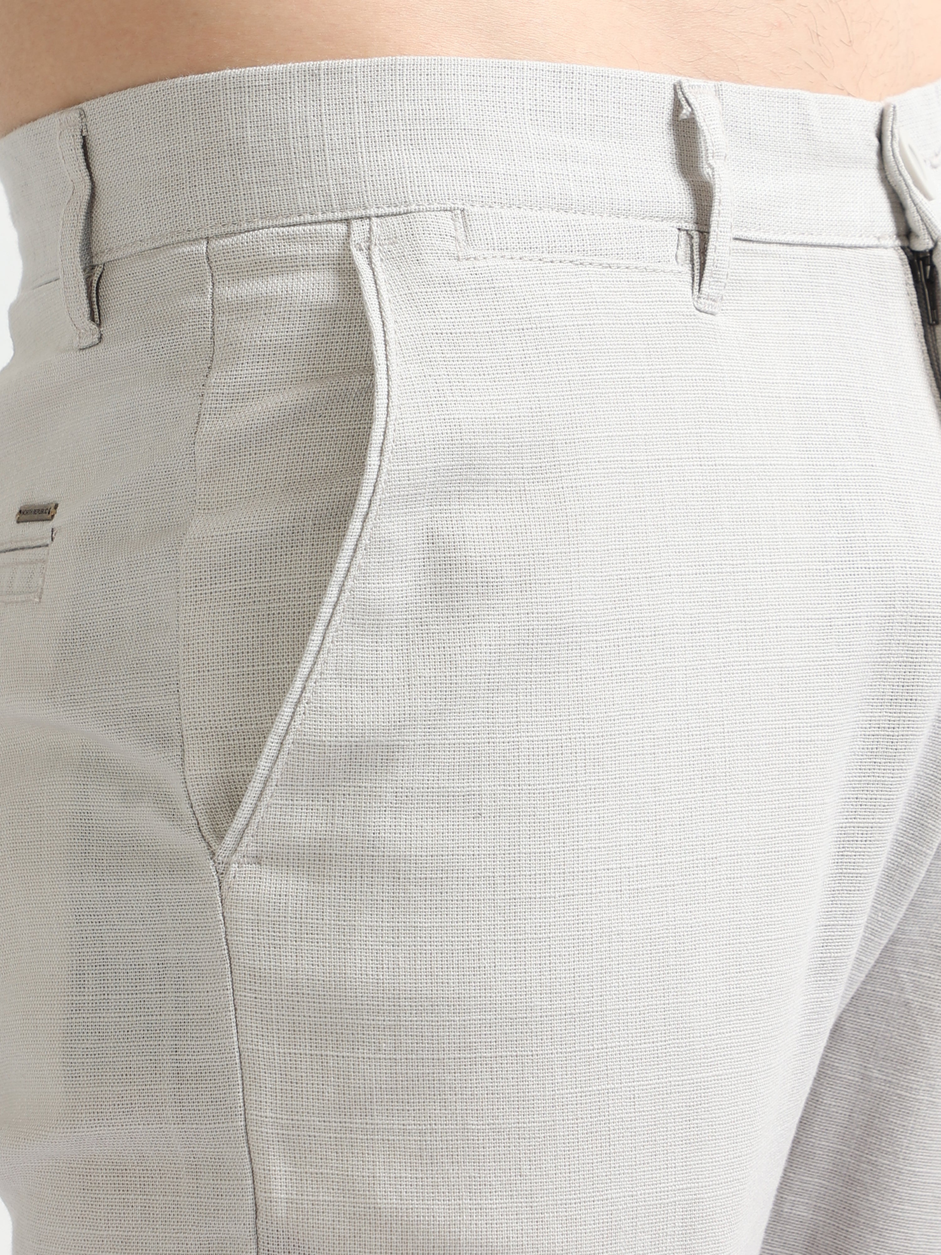 Regular Fit Linen-blend trousers - White marl - Men | H&M IN