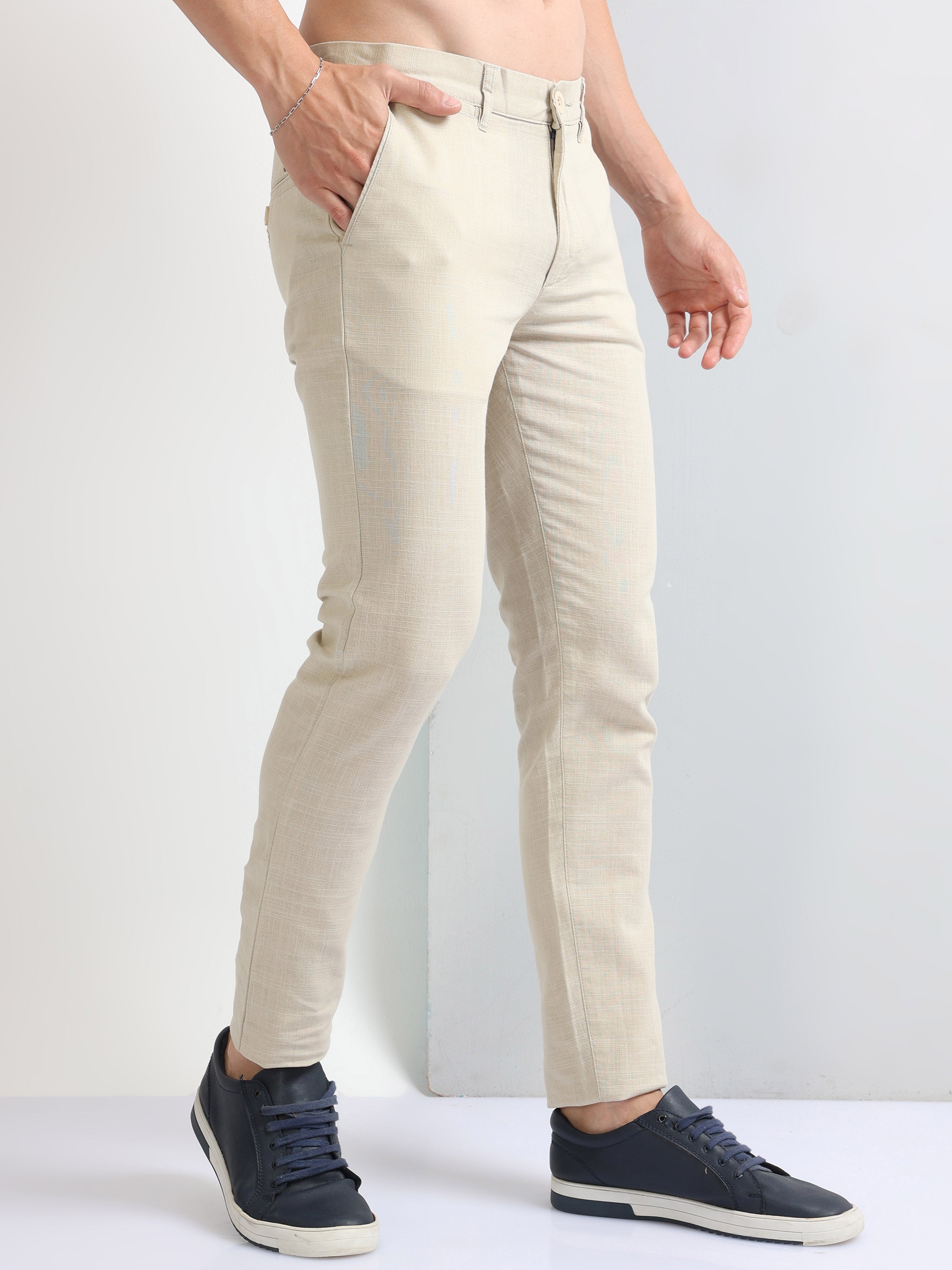 Men Linen Blend Loose Kung Fu Pants Straight Leg Elastic Waist Long Trousers  | eBay