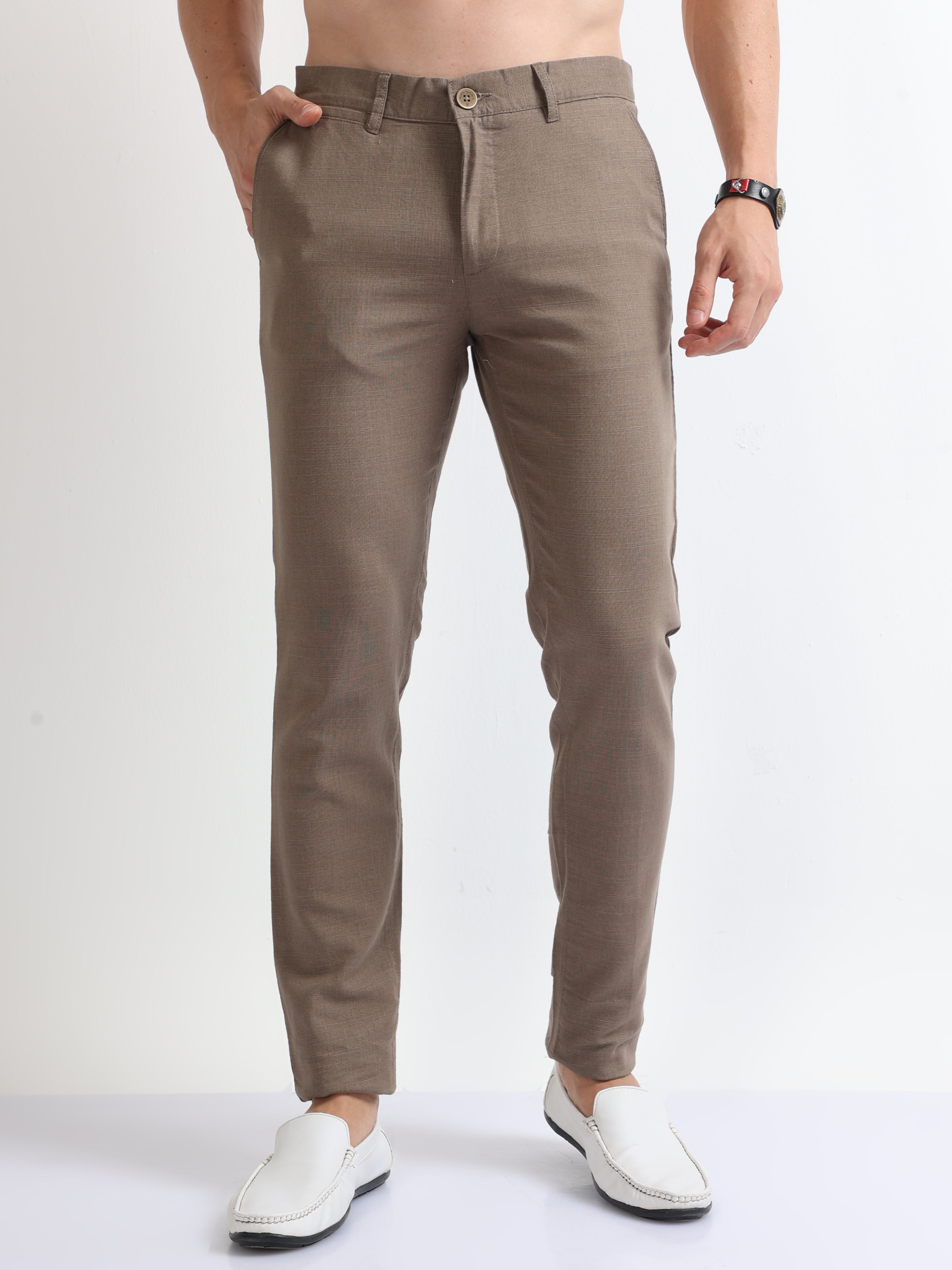 Linen Blend Trouser LIGHT BROWN | Ben Sherman Australia