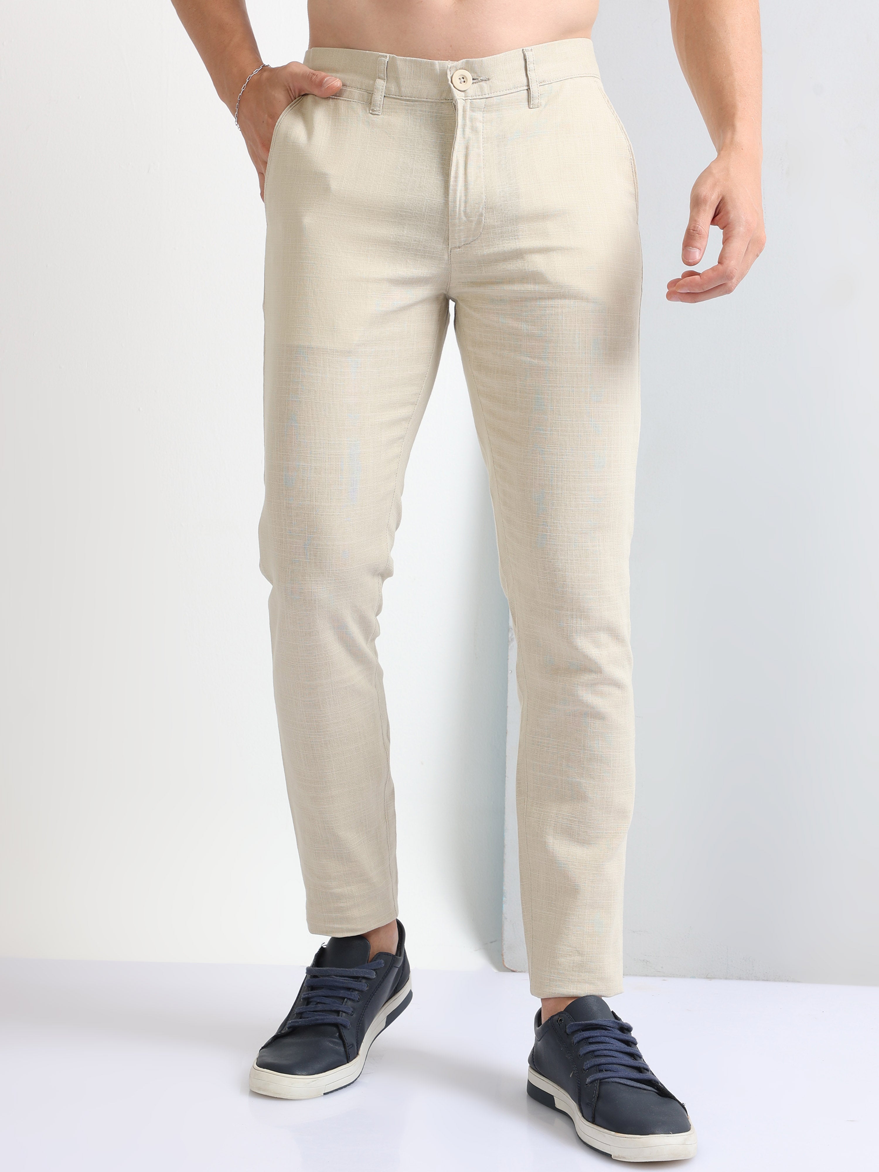 Tu Good Slim Fit Men Cream Trousers - Buy Tu Good Slim Fit Men Cream  Trousers Online at Best Prices in India | Flipkart.com