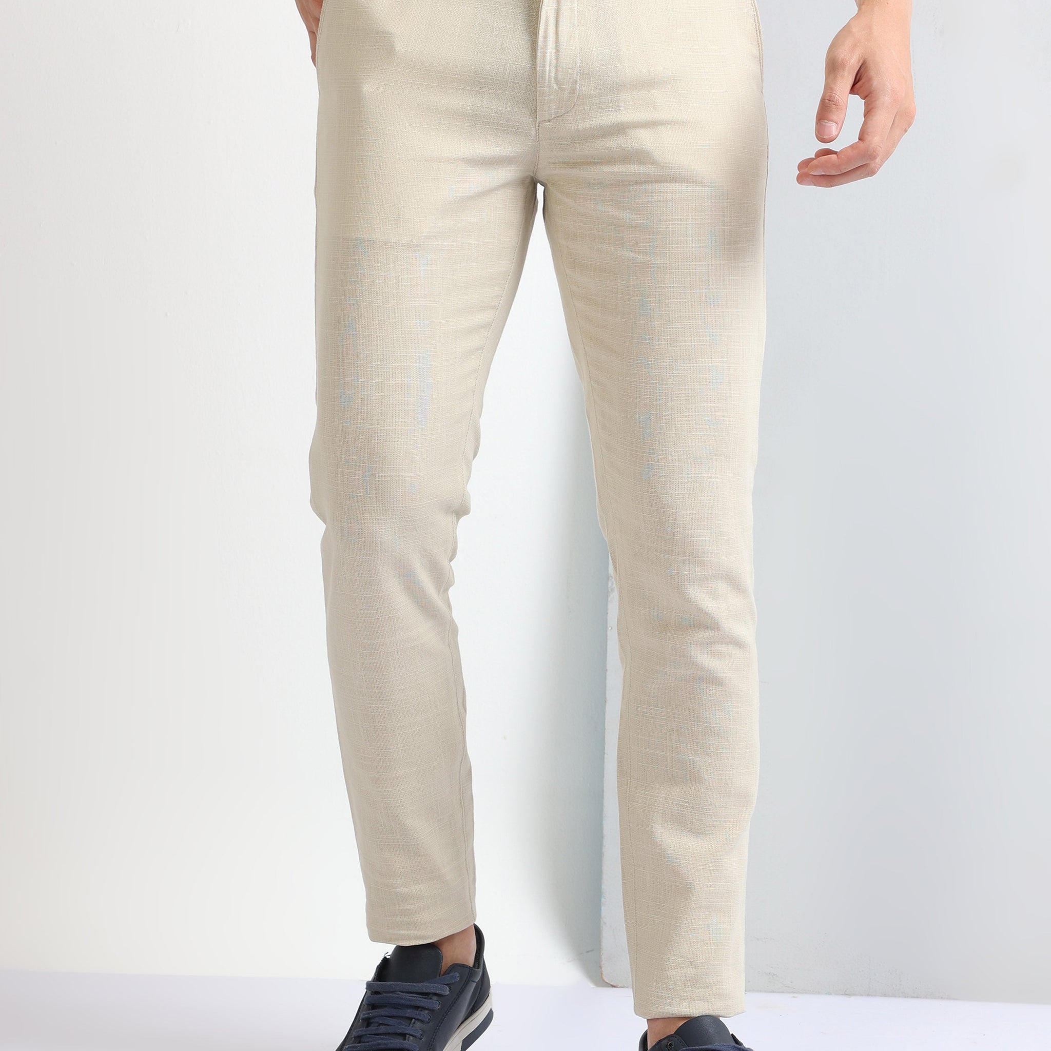 Beige Premium Cotton-Linen Men's Trousers