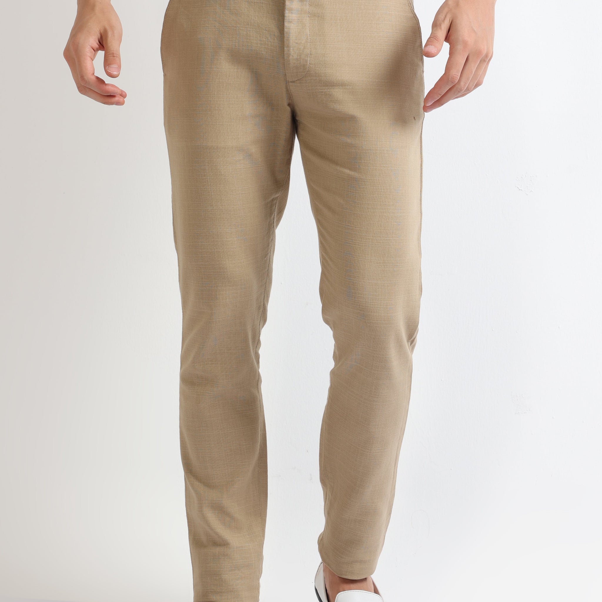 Buy Cotton-Linen Blend Trousers Online.