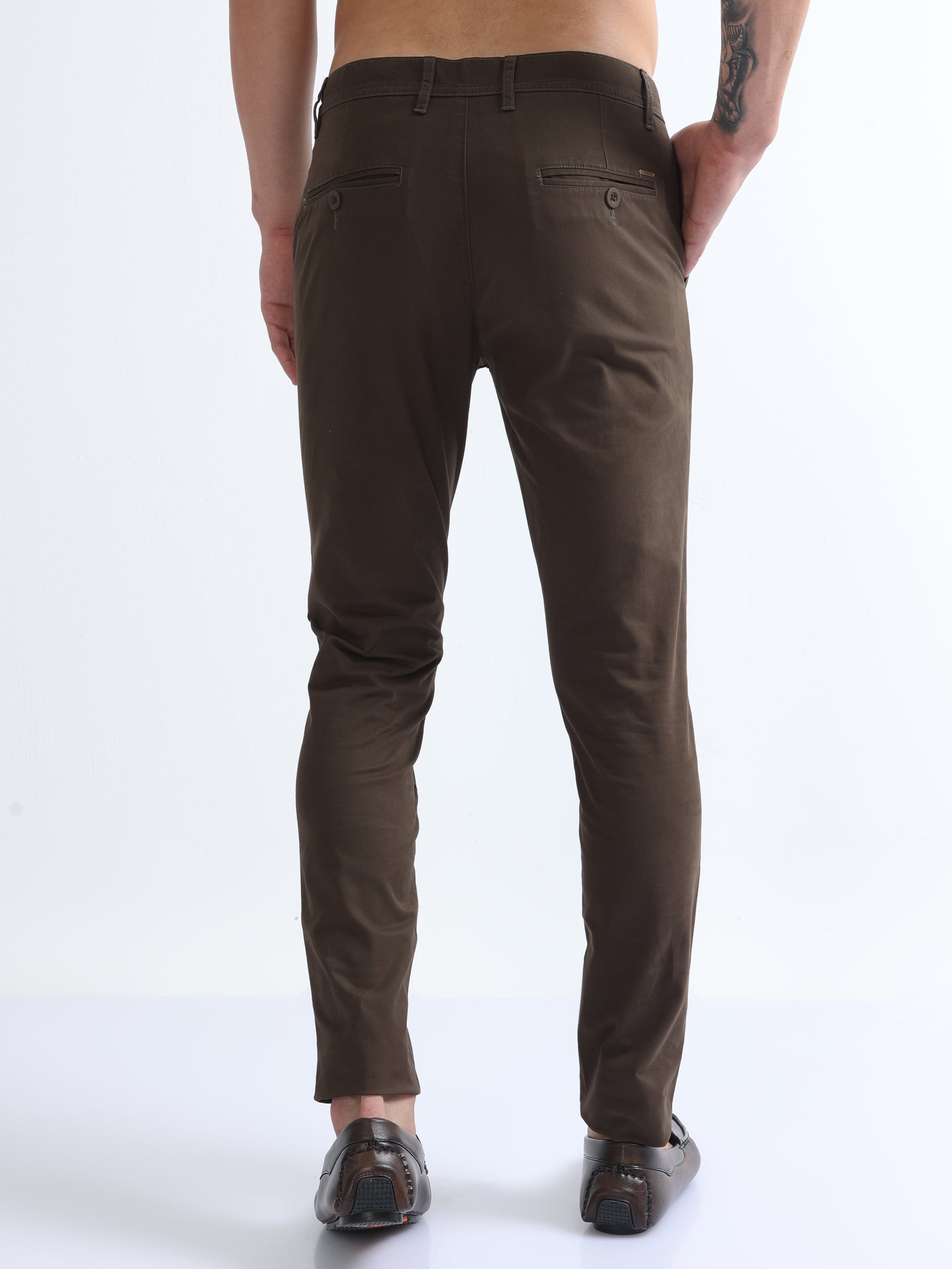 Olive Men's Cotton Twill Stretch Trousers