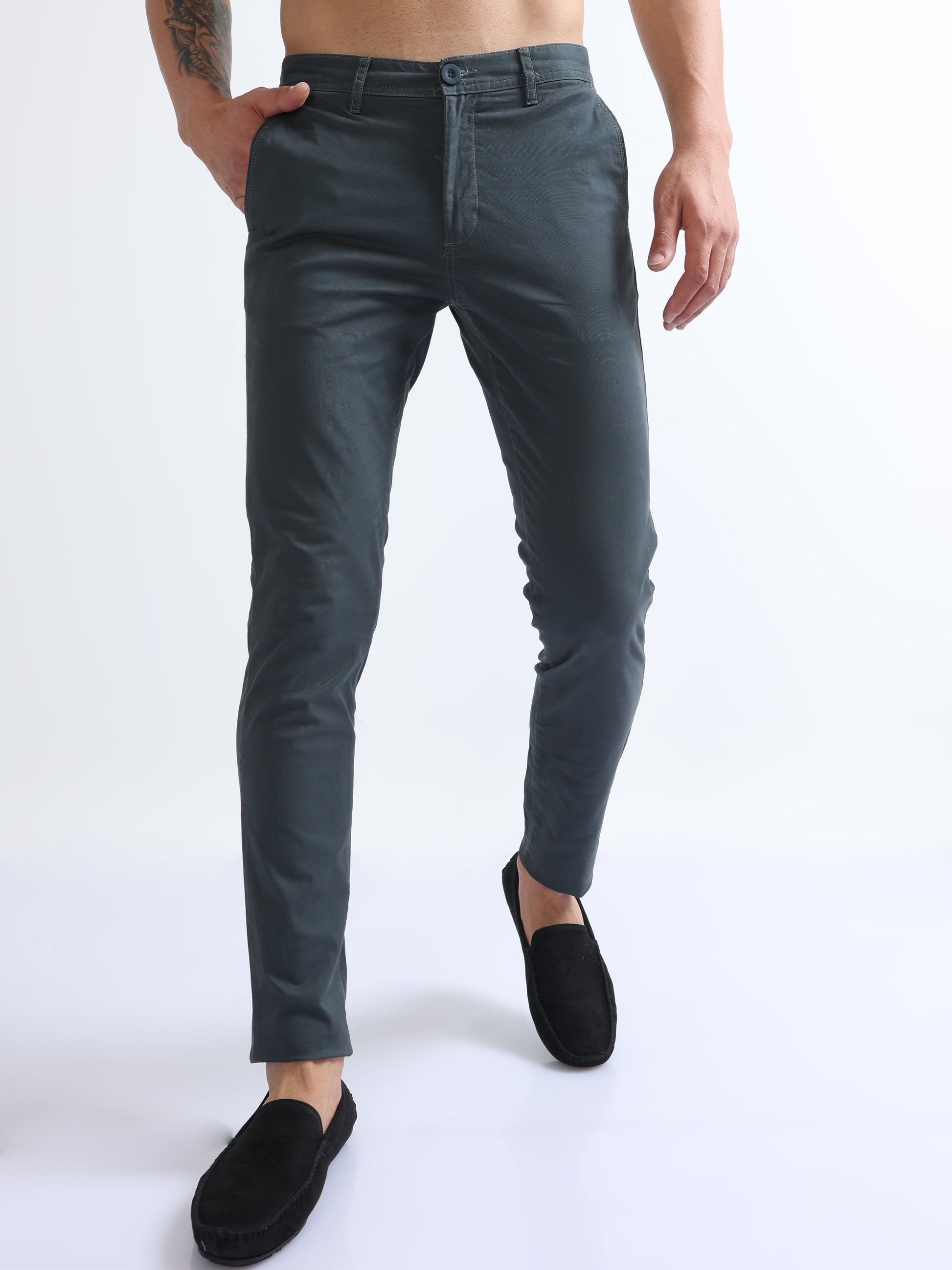 Teal Men's Cotton Twill Stretch Trousers