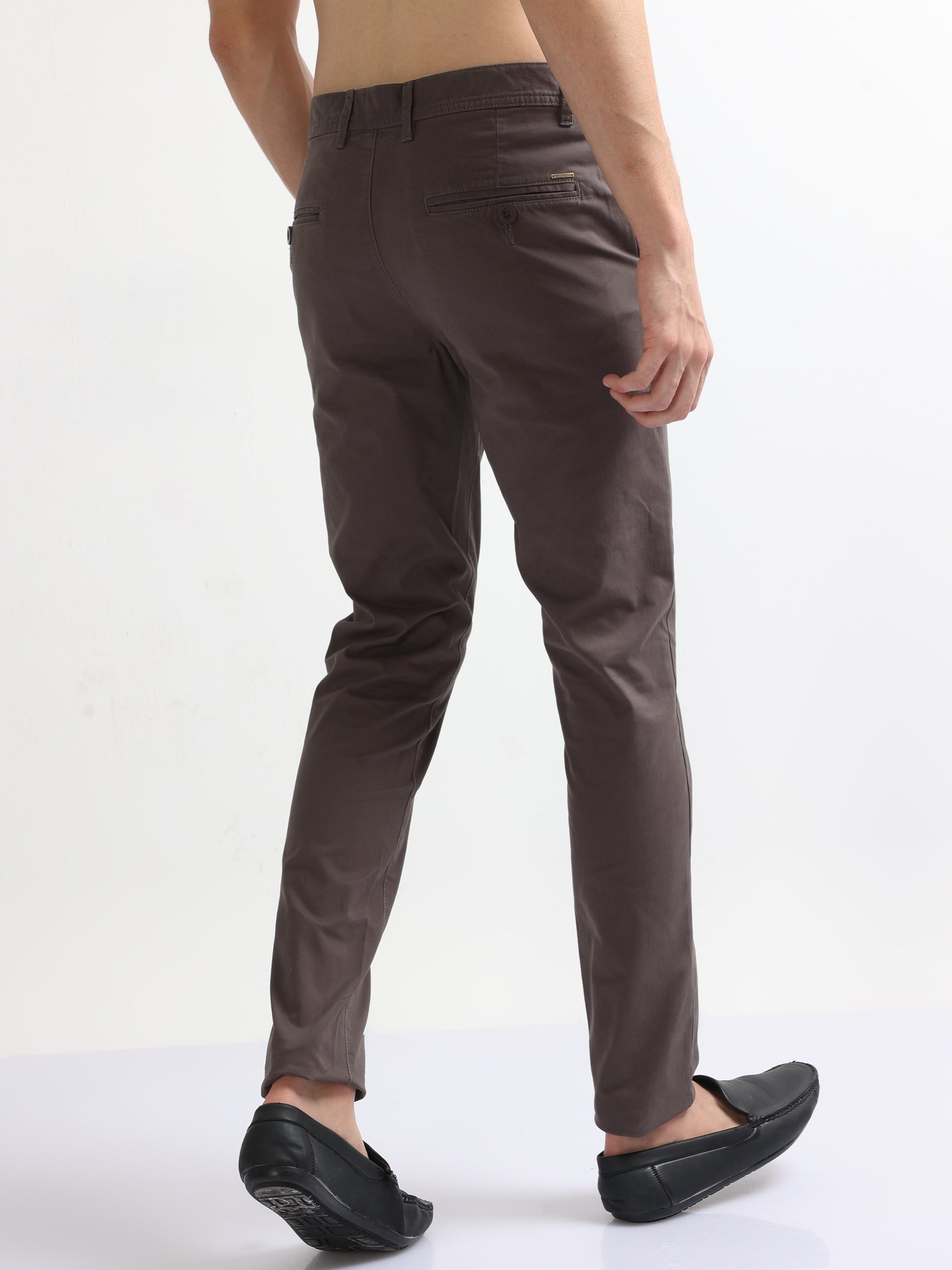 Grey Men's Cotton Twill Stretch Trousers