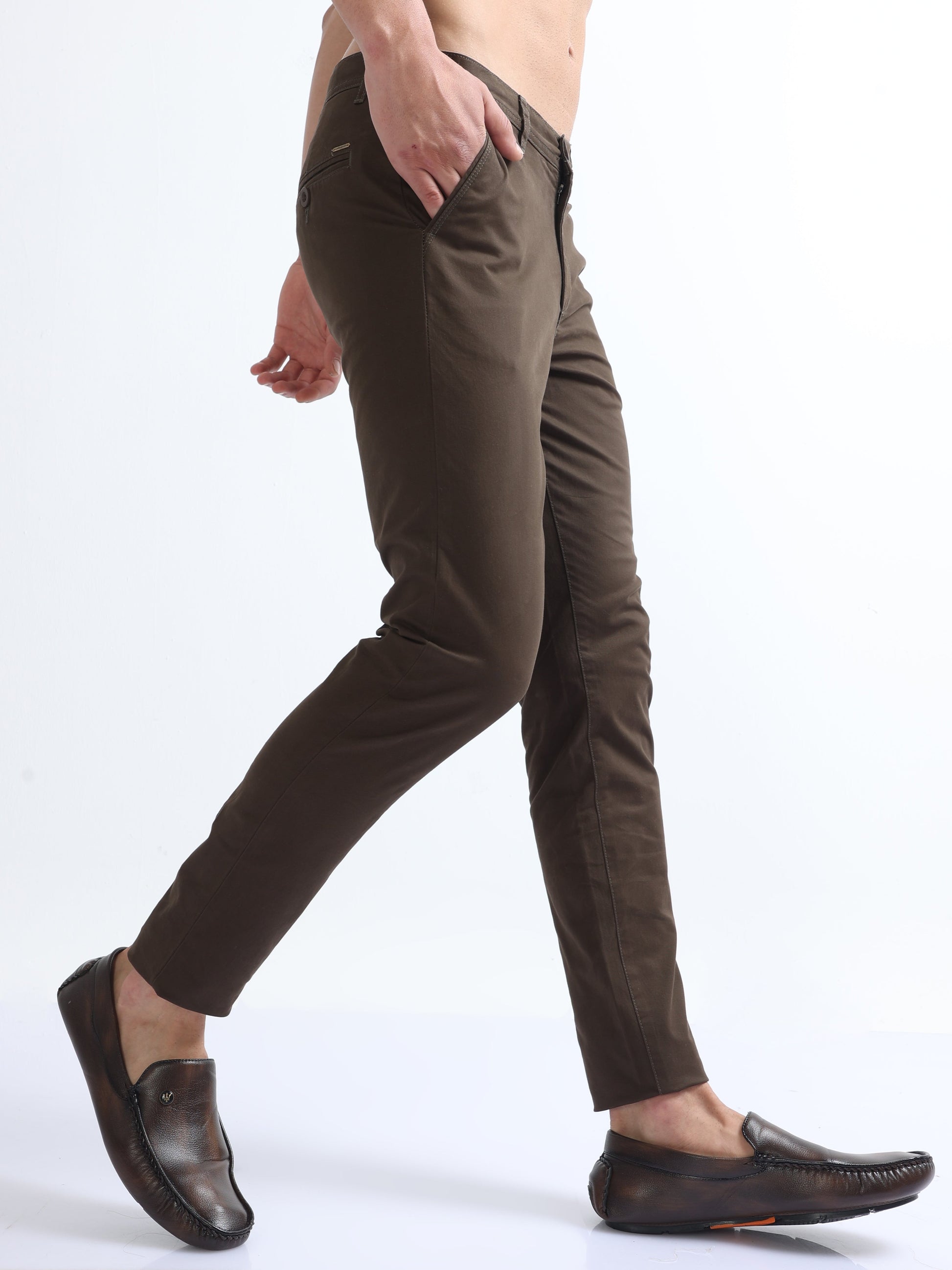 Olive Men's Cotton Twill Stretch Trousers