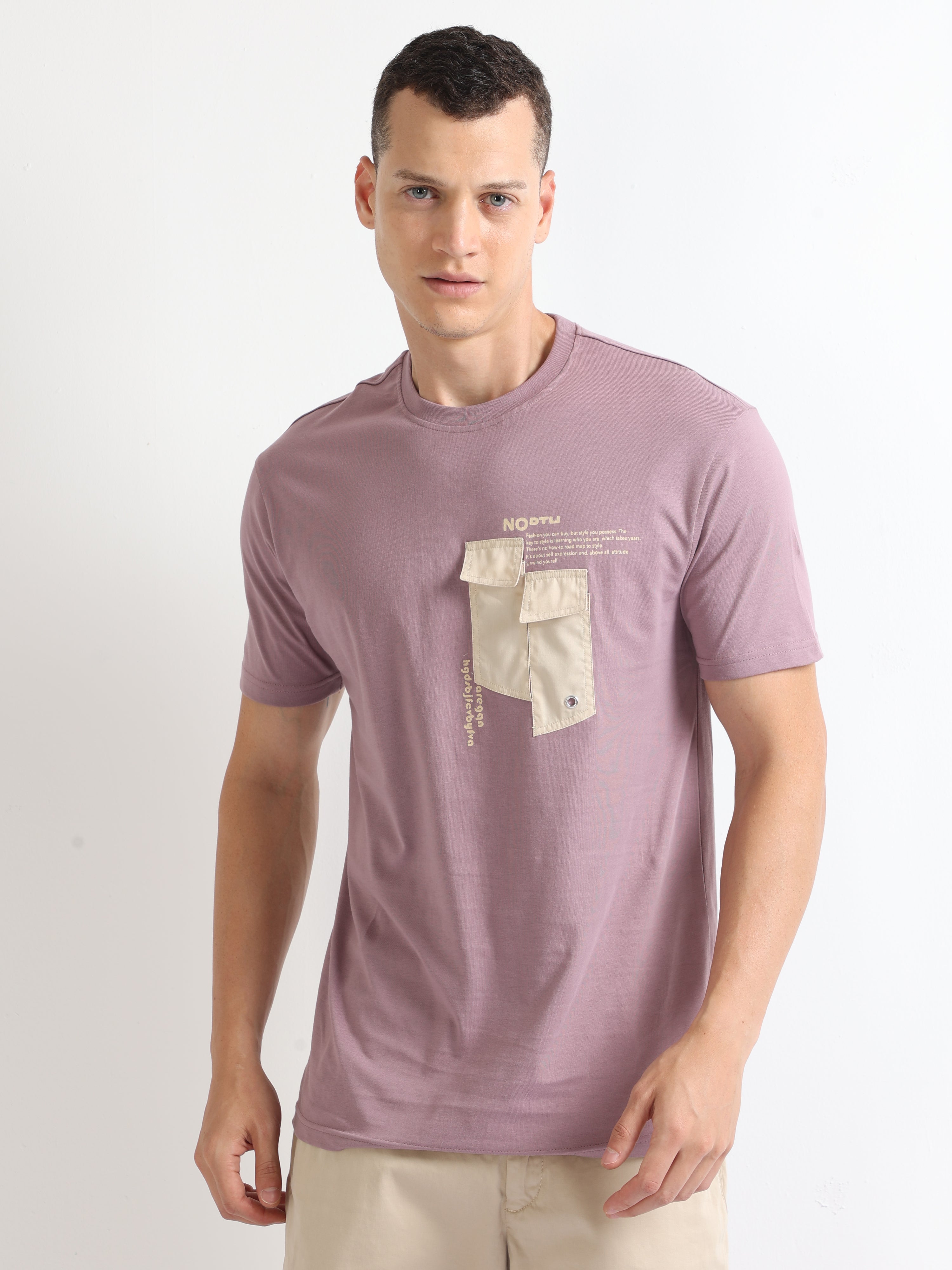 Mens crew neck 2025 t shirt with pocket