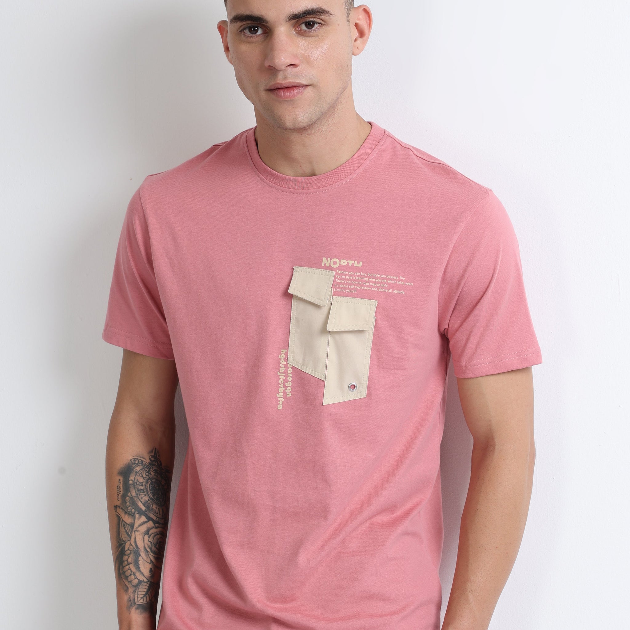 Buy Crew Neck Graphic Printed T-Shirt With Fashion Pocket Online