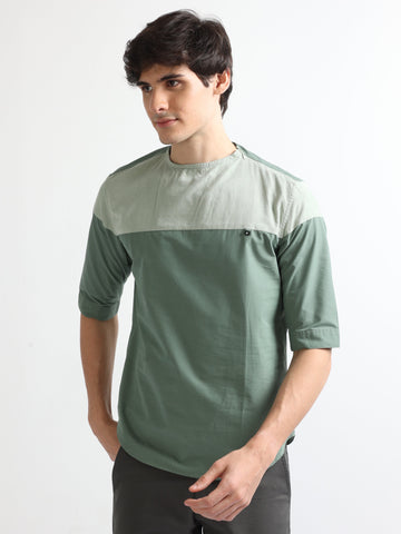 Buy Crew Neck Panel Five Sleeve Shirt Online.
