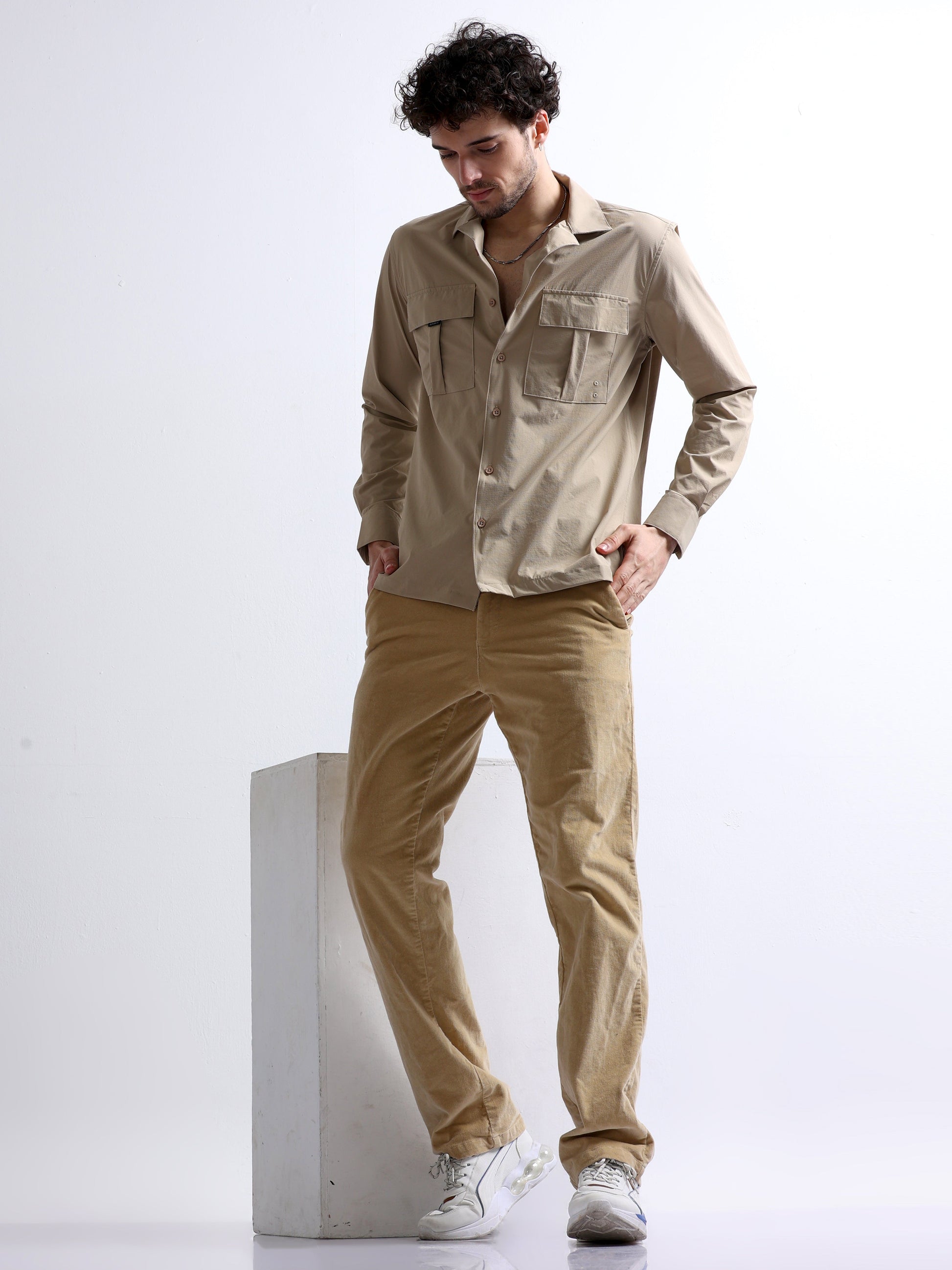 Buy Cuban Collar Cargo Double Pocket Men's Full Shirt Online