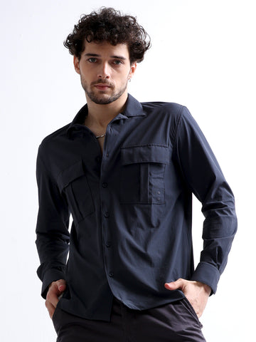 Buy Cuban Collar Cargo Double Pocket Men's Full Shirt Online