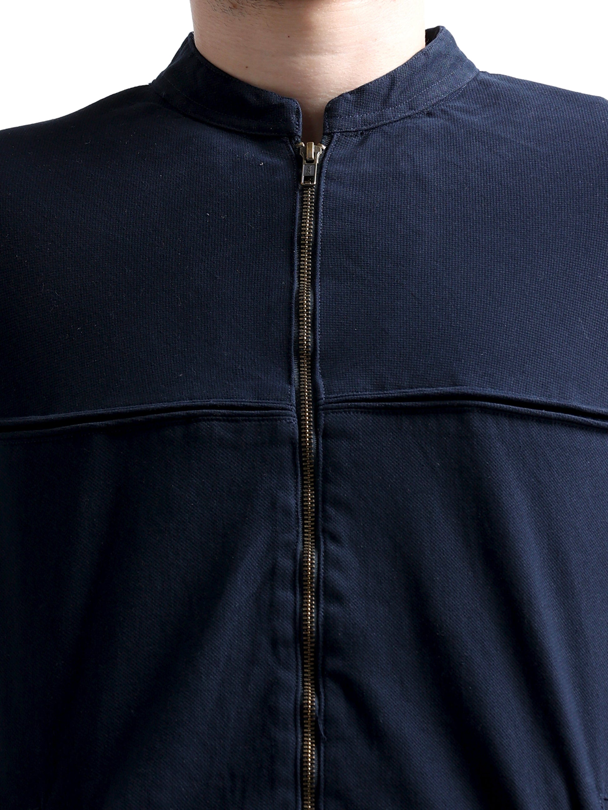 Navy Cut and Sew Pullover Men's Jacket 