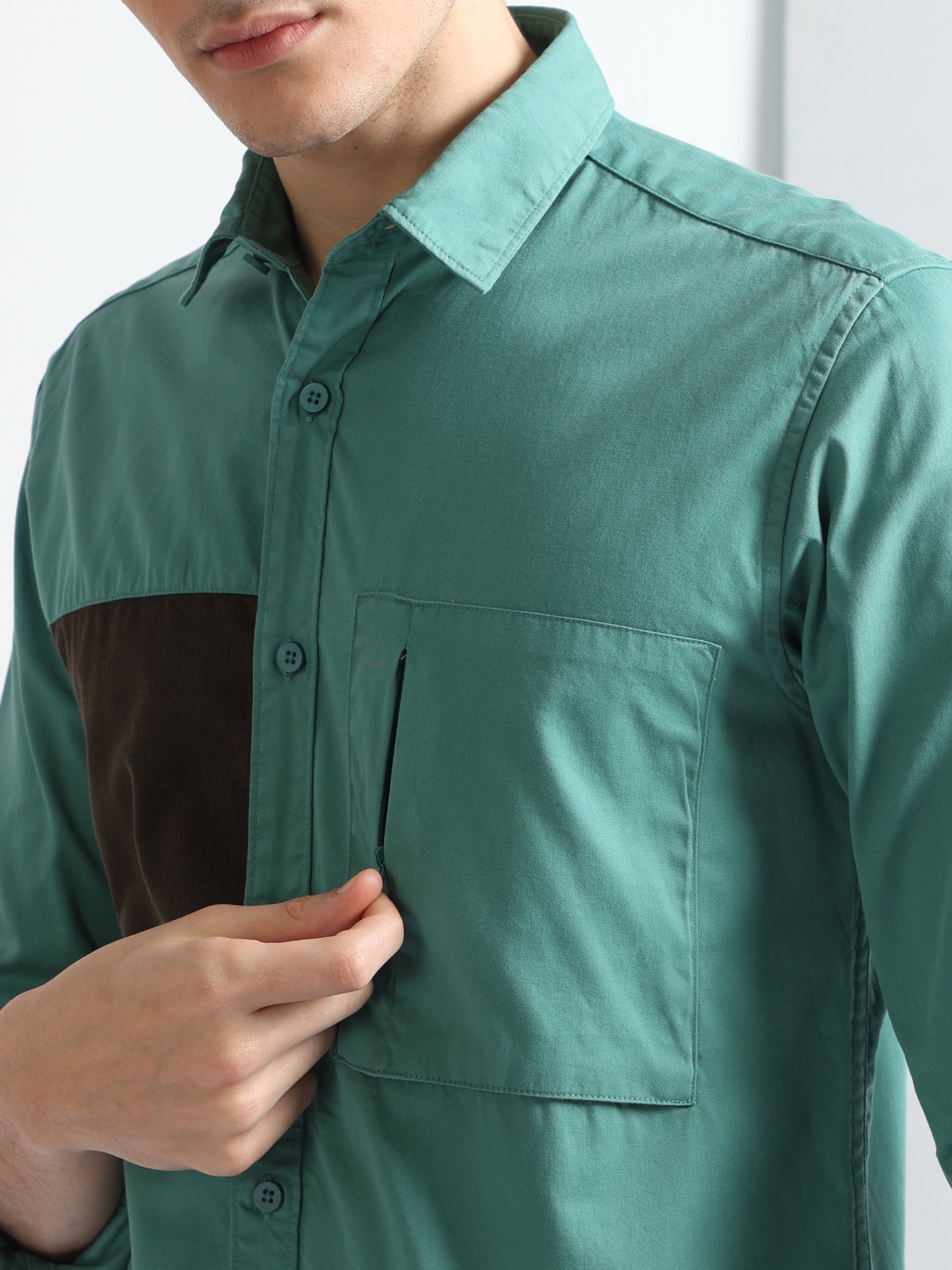 Buy Cut And Sew Single Pocket Smart Casual Shirt Online.