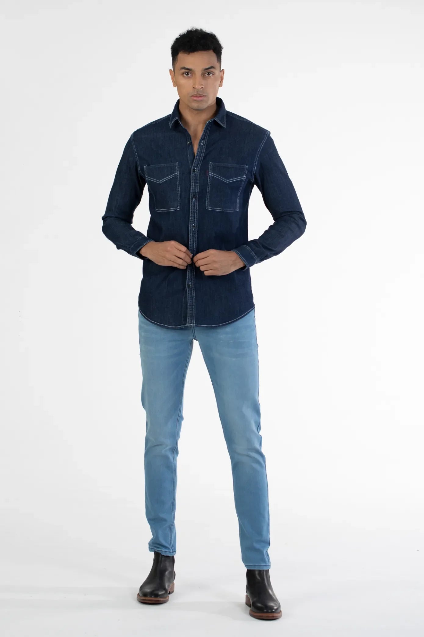 Buy Dark Wash Denim Shirt Online