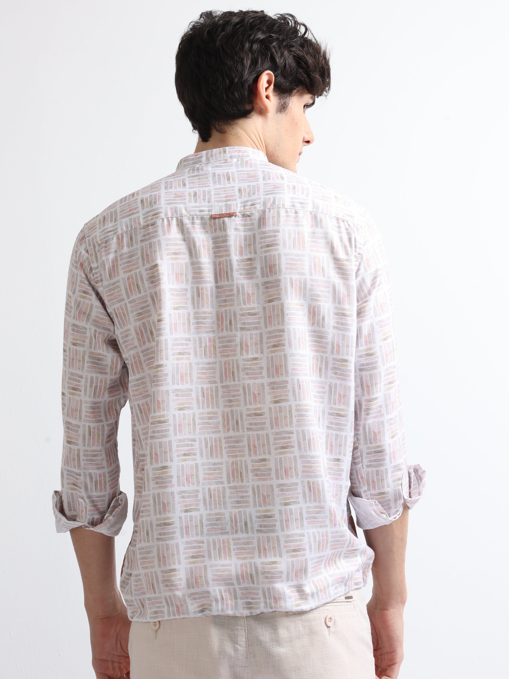 Buy Digital Print Chinese Collar Zipper Shirt Online.