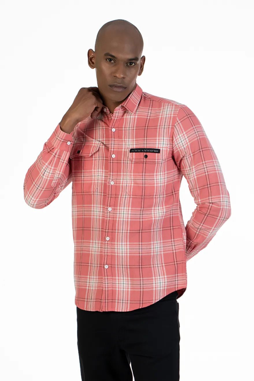 Buy Double Flap Pocket Checked Twill Shirt Online.