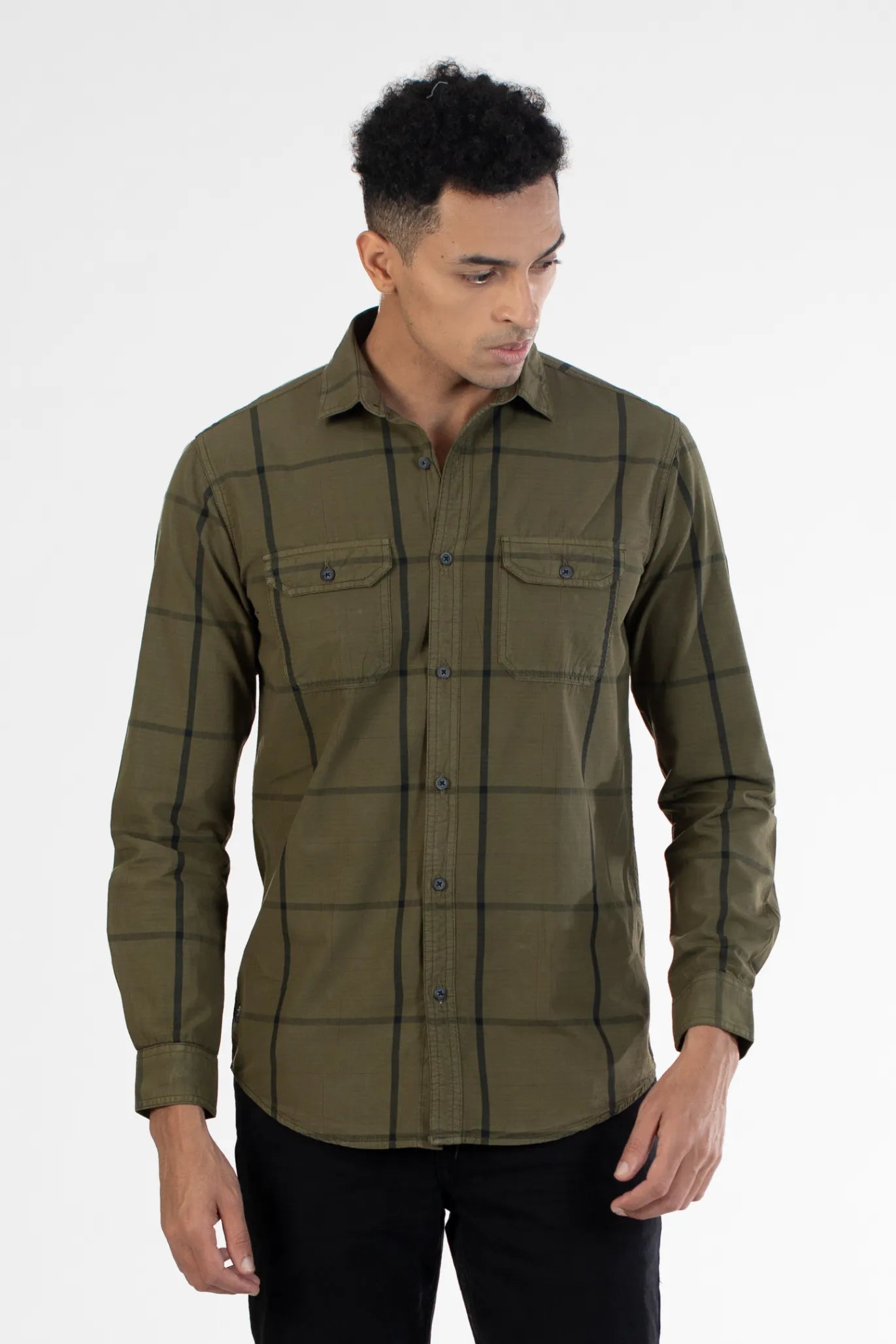 Buy Double Pocket Broad Checked Shirt Online.