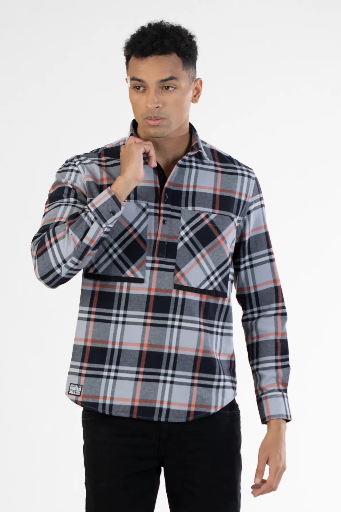 Buy Double Pocket Brushed Twill Checks Shirt Online.