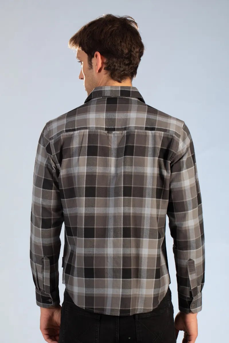 Black & Grey Full Sleeve Oxford Checked Shirt