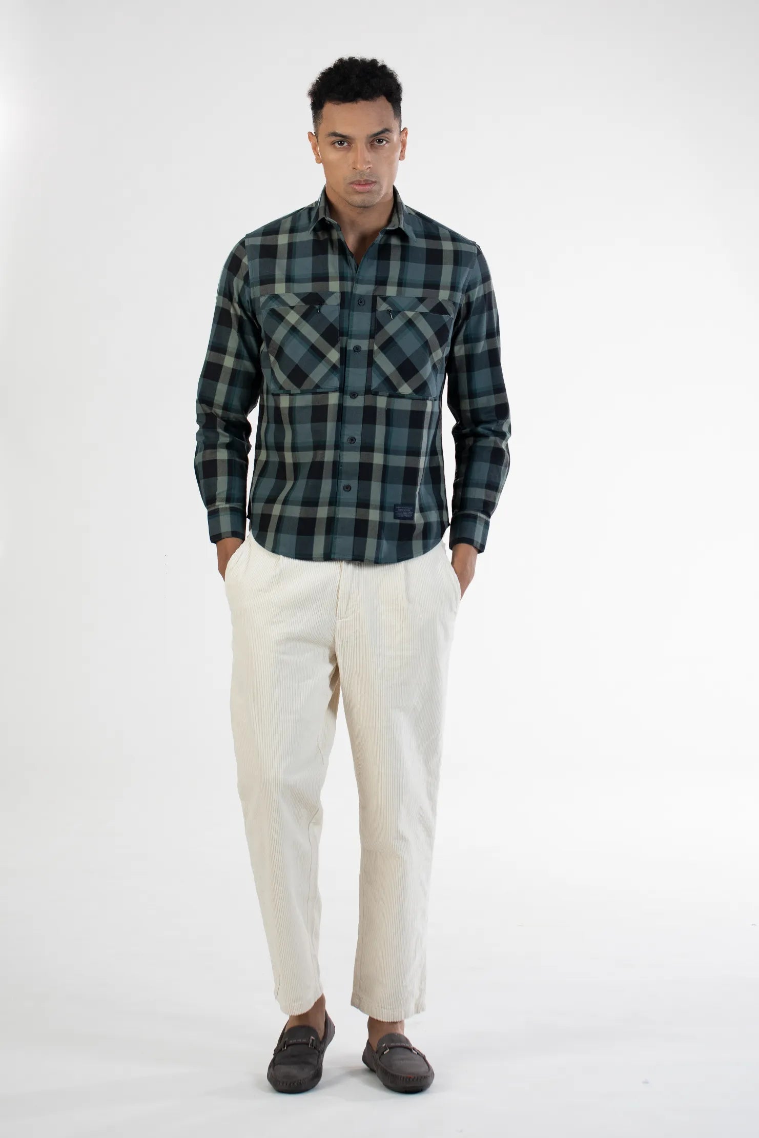 Buy Double Pocket Twill Checks Shirt Online