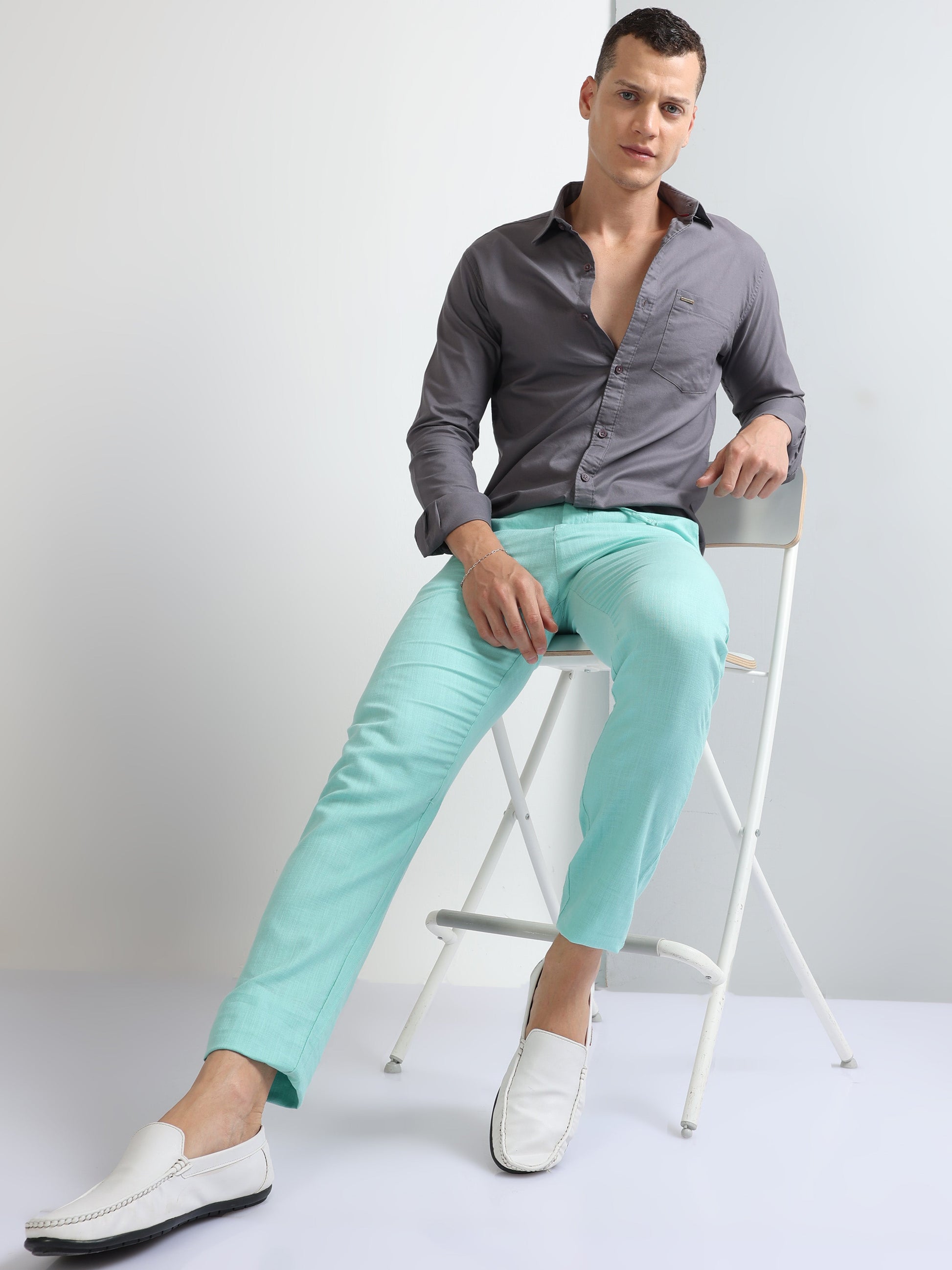 Mint Men's Drawcod Linen Fashion Pant