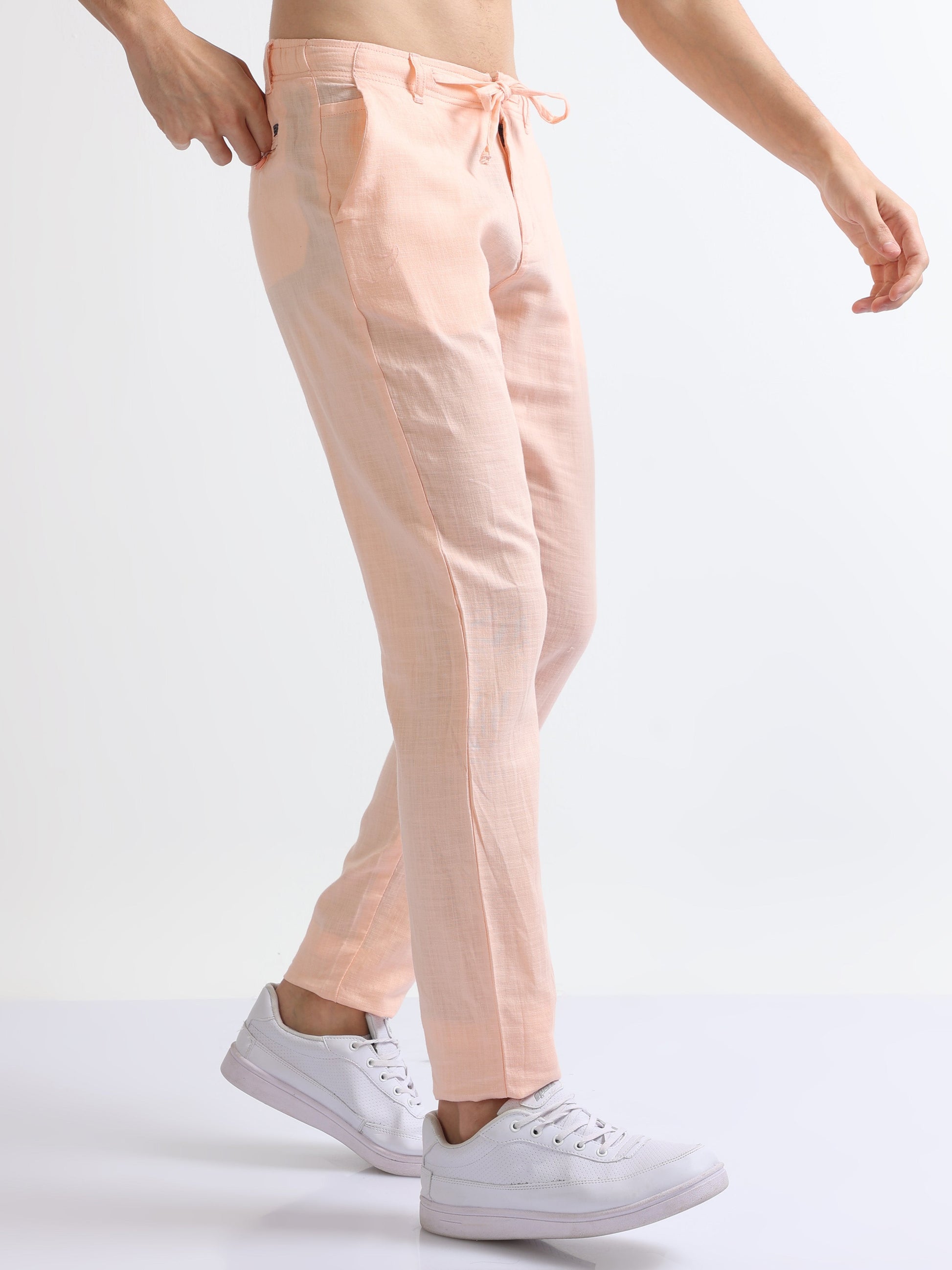 Orange Men's Drawcod Linen Fashion Pant
