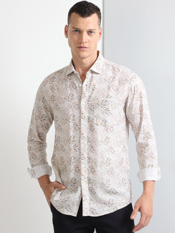 dusty flora cotton men's printed shirt