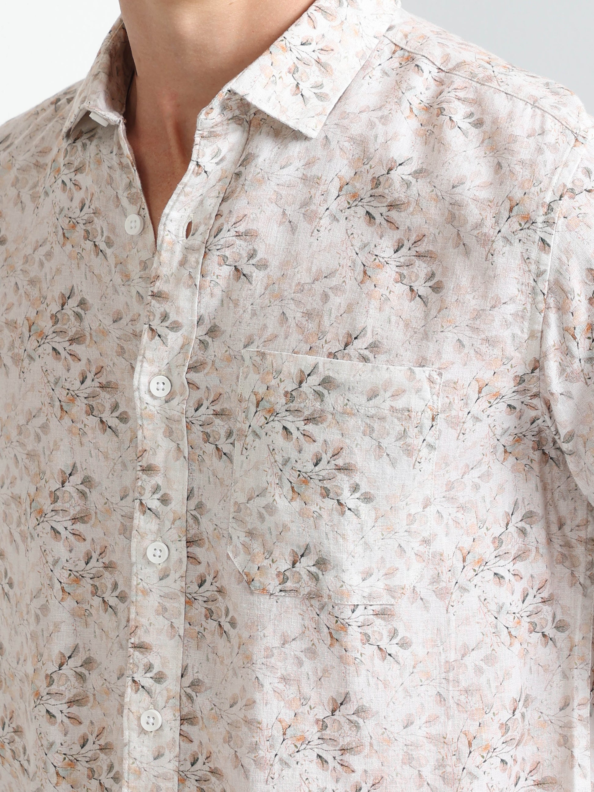 dusty flora cotton men's printed shirt