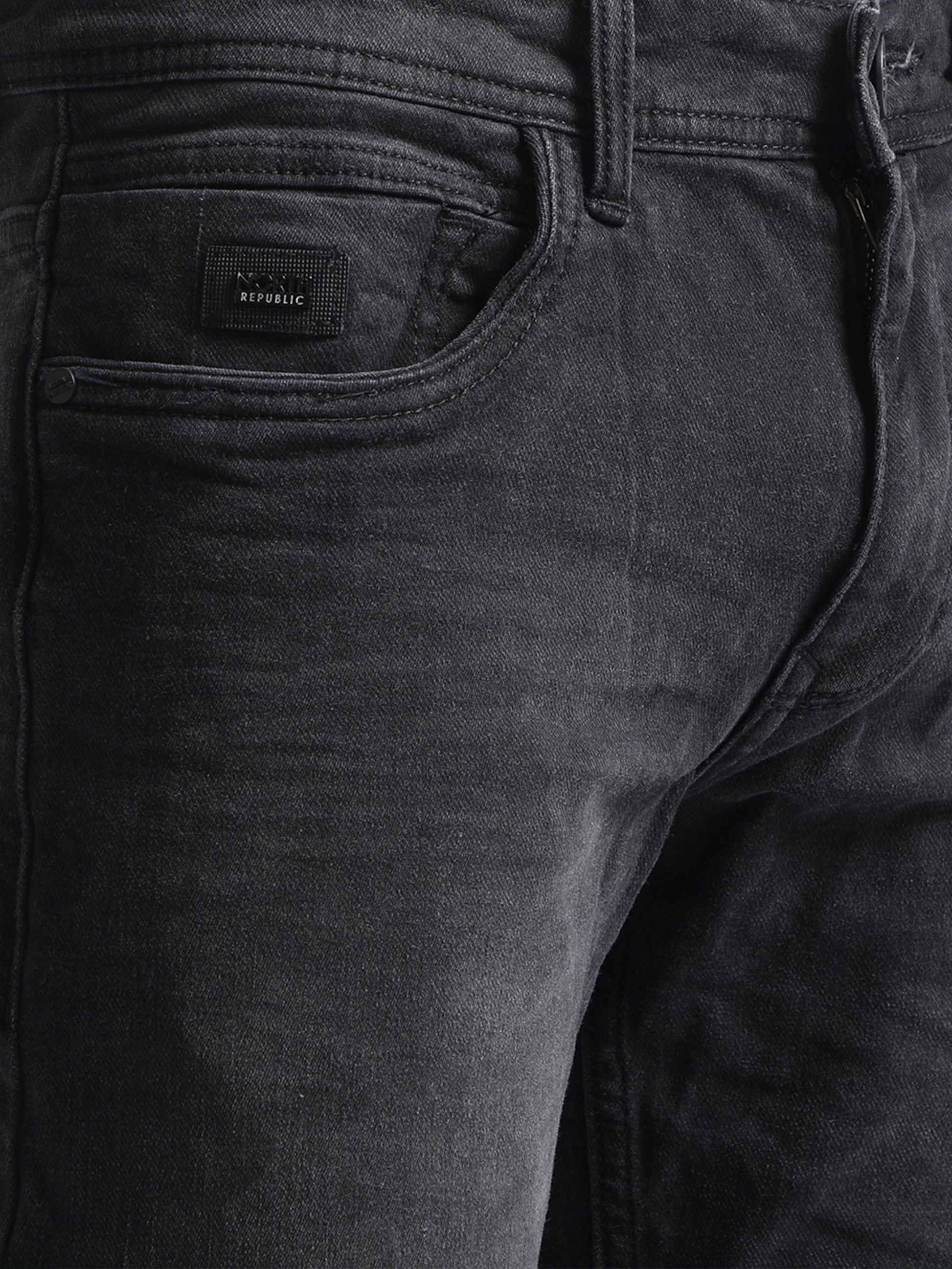 Black Men's Faded Wash Denim Jeans