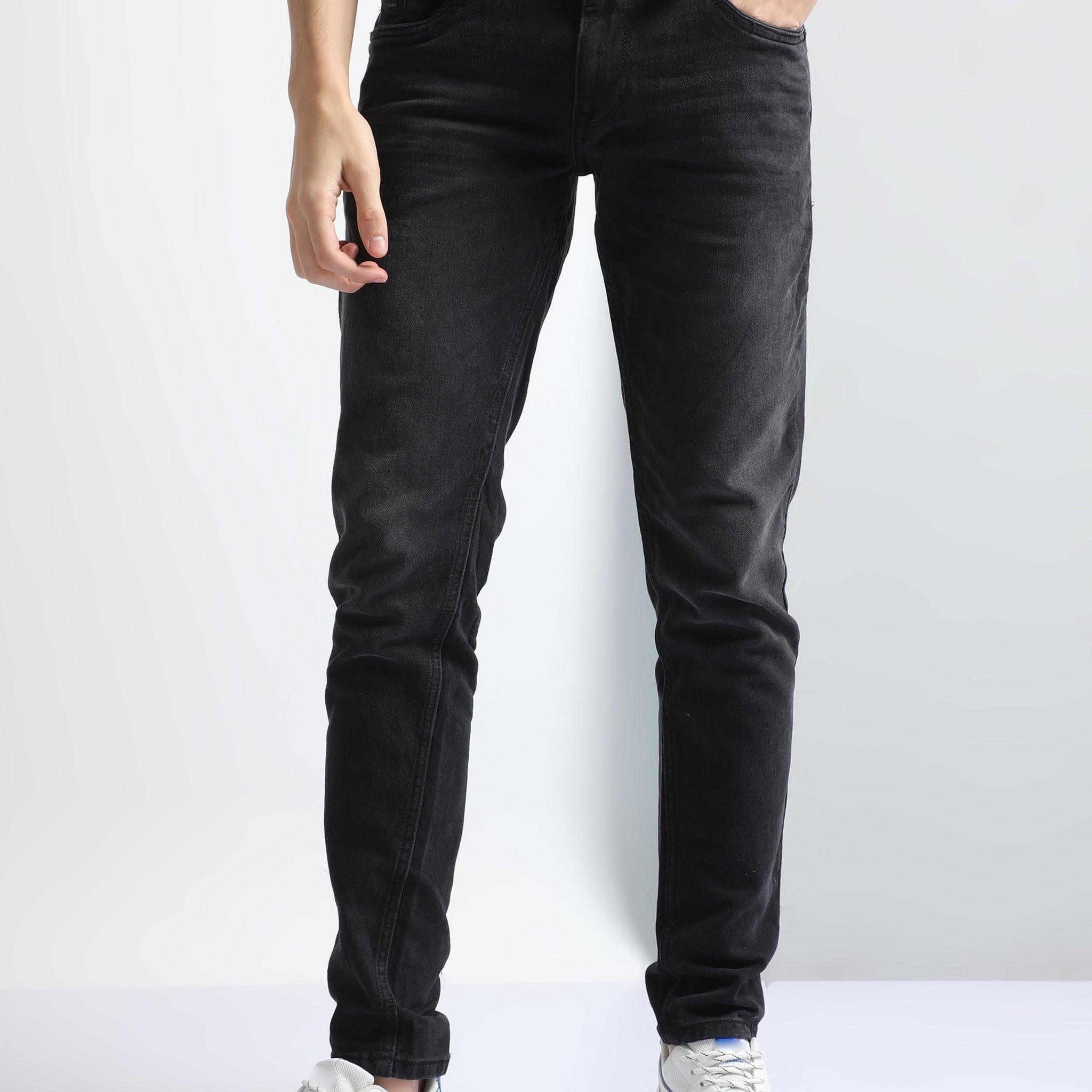 Black Men's Faded Wash Denim Jeans