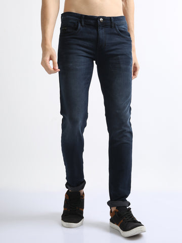 Dark Wash Men's Faded Wash Denim Jeans