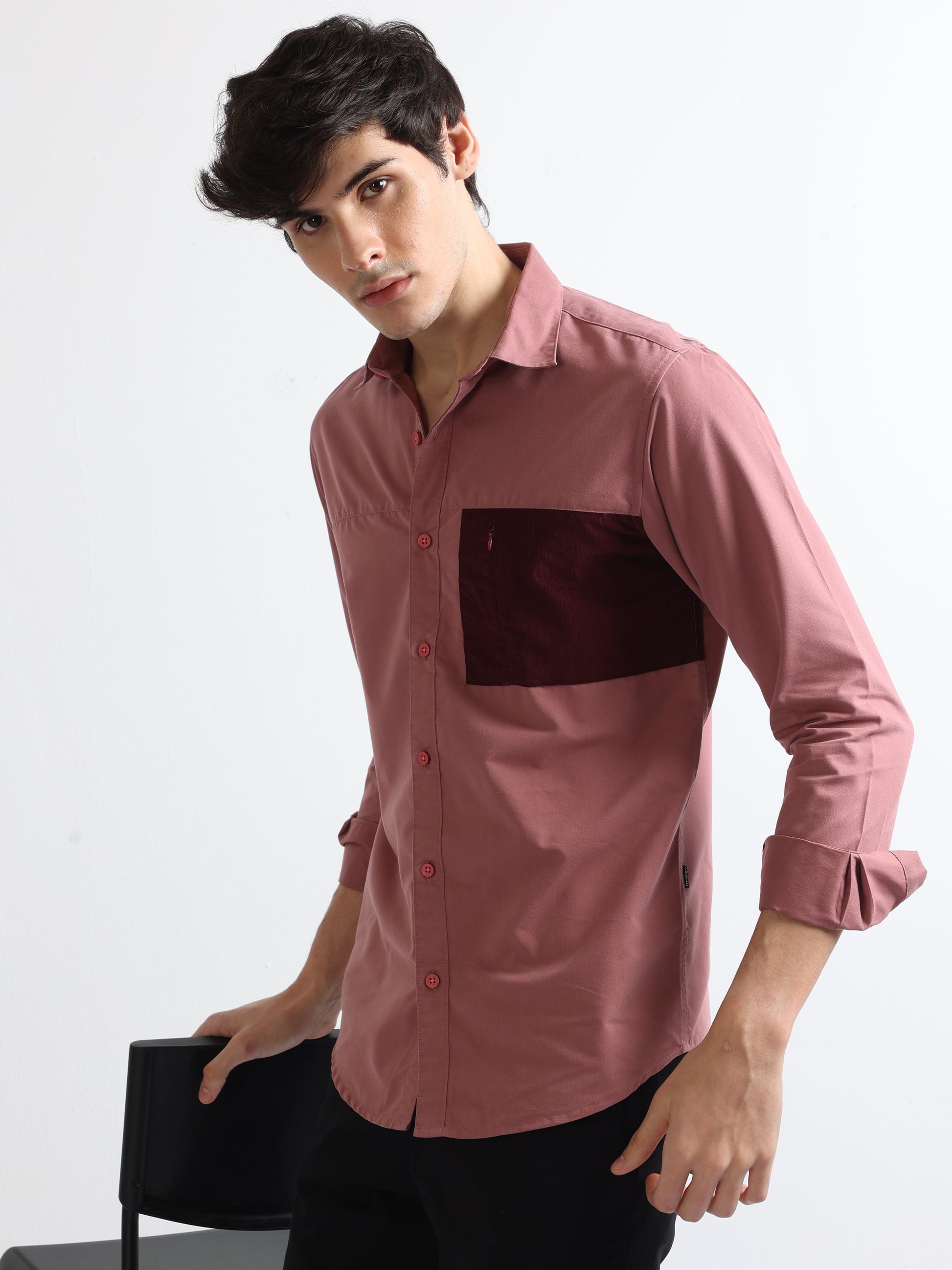 Buy Finest Popline Corduroy Pocket Mens Stylish Shirt Online.