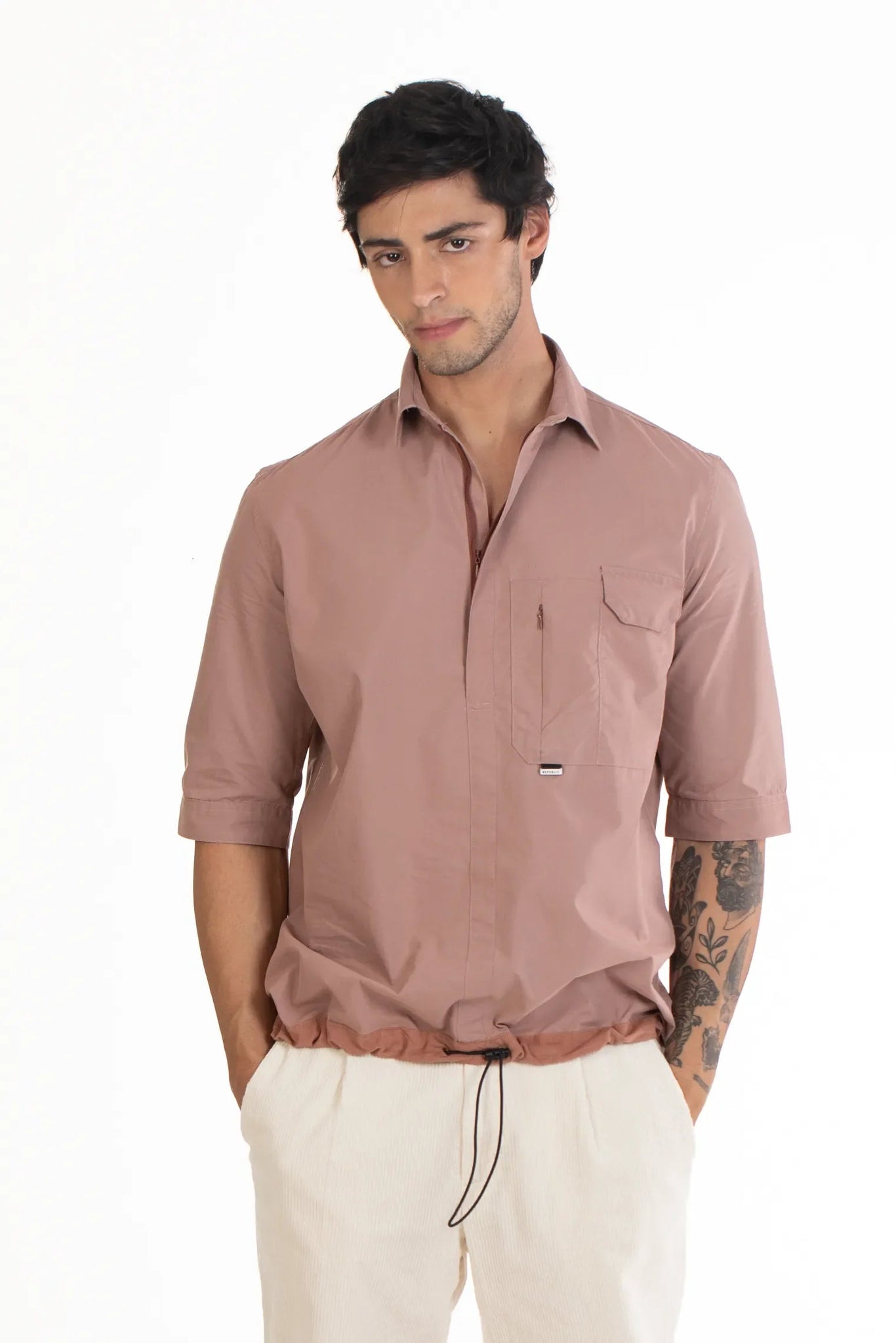 Buy Five Sleeve Adjustable Cord Plain Shirt Online