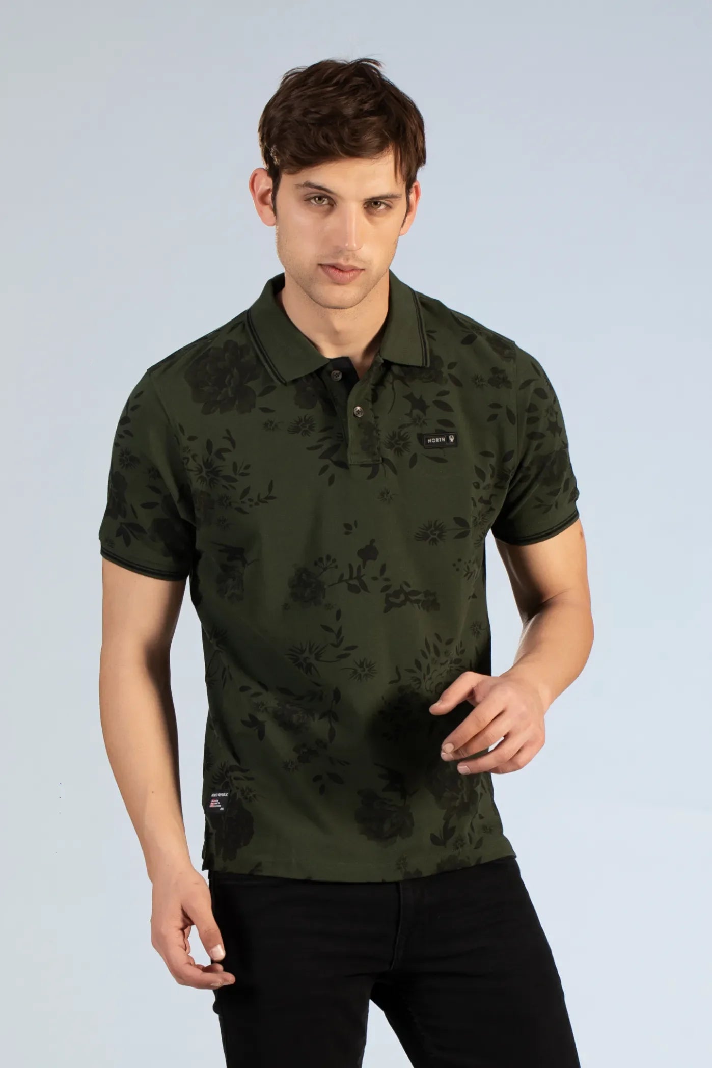 Olive Polo Men's Floral Printed T Shirt