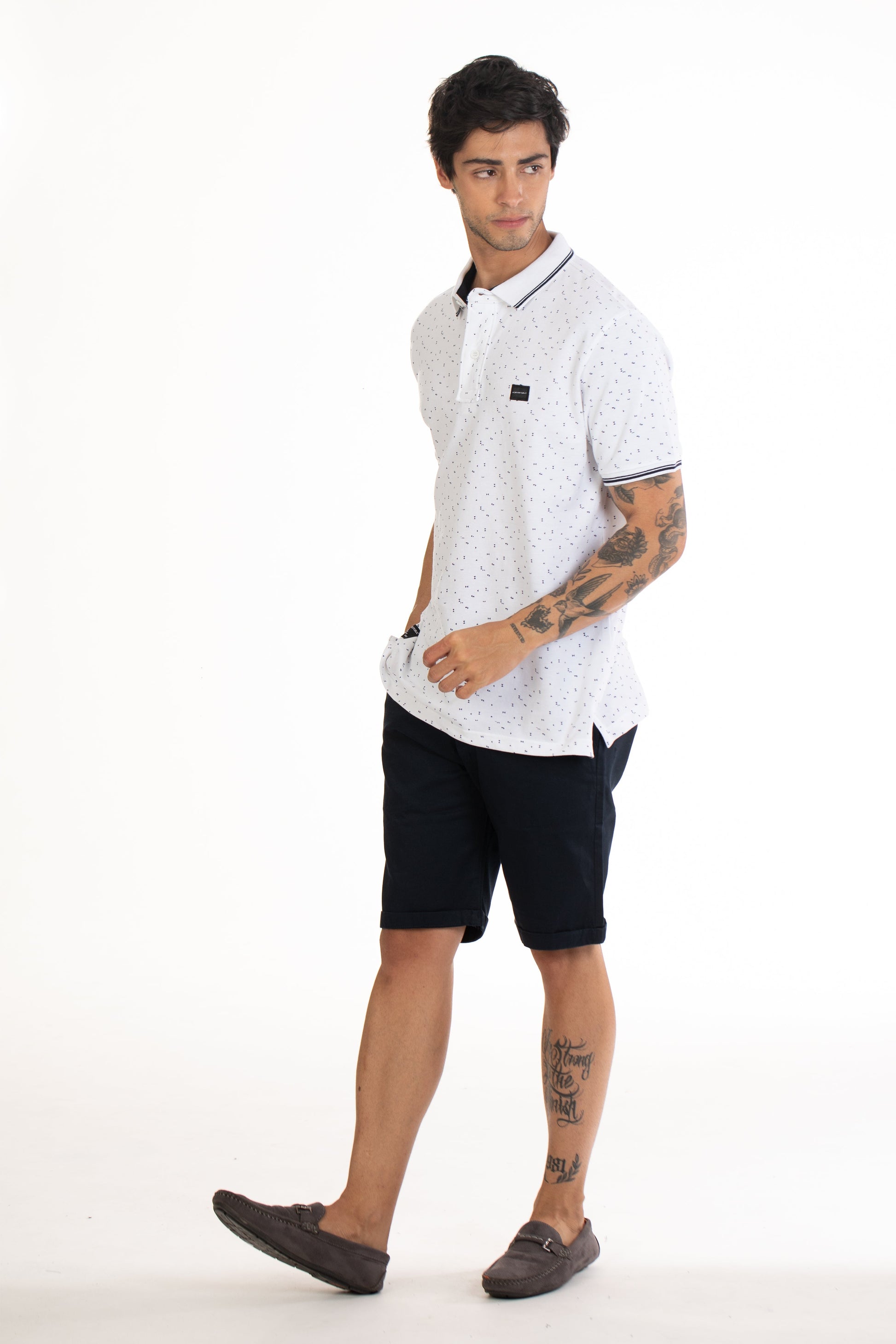 White Polo Men's Geo Printed T Shirt