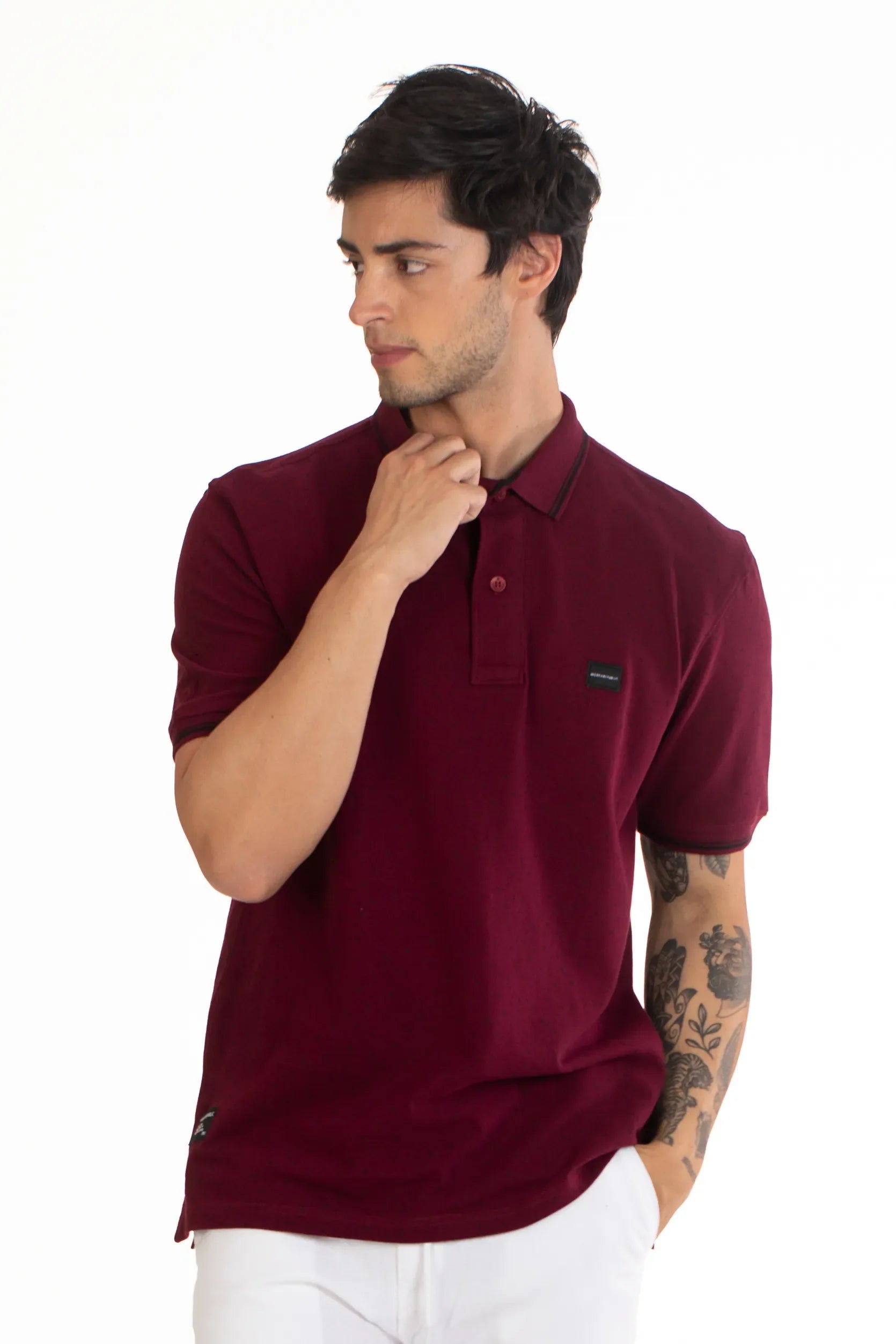 Buy Burgundy Men s Geo Printed Polo T Shirt North Republic