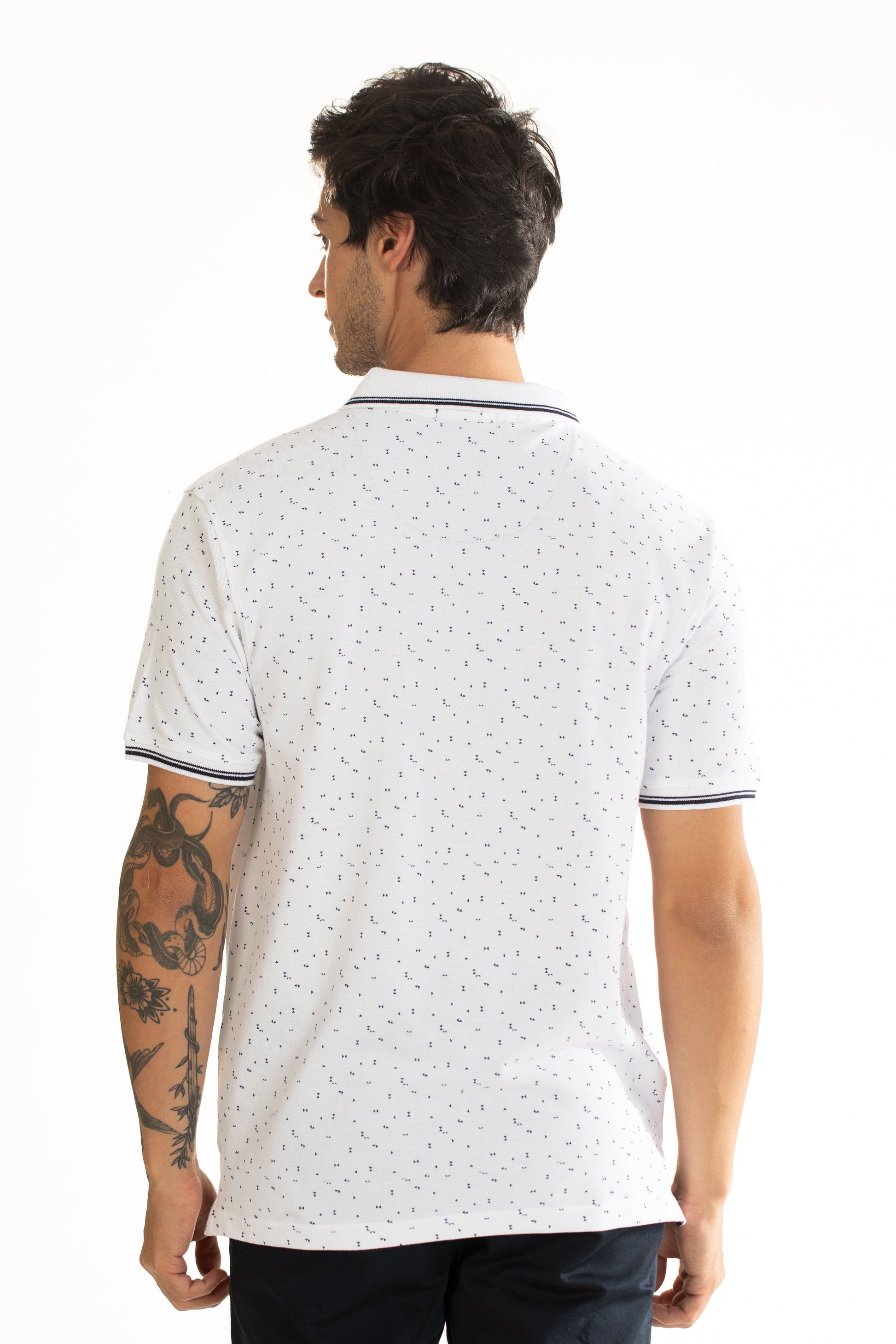 White Polo Men's Geo Printed T Shirt