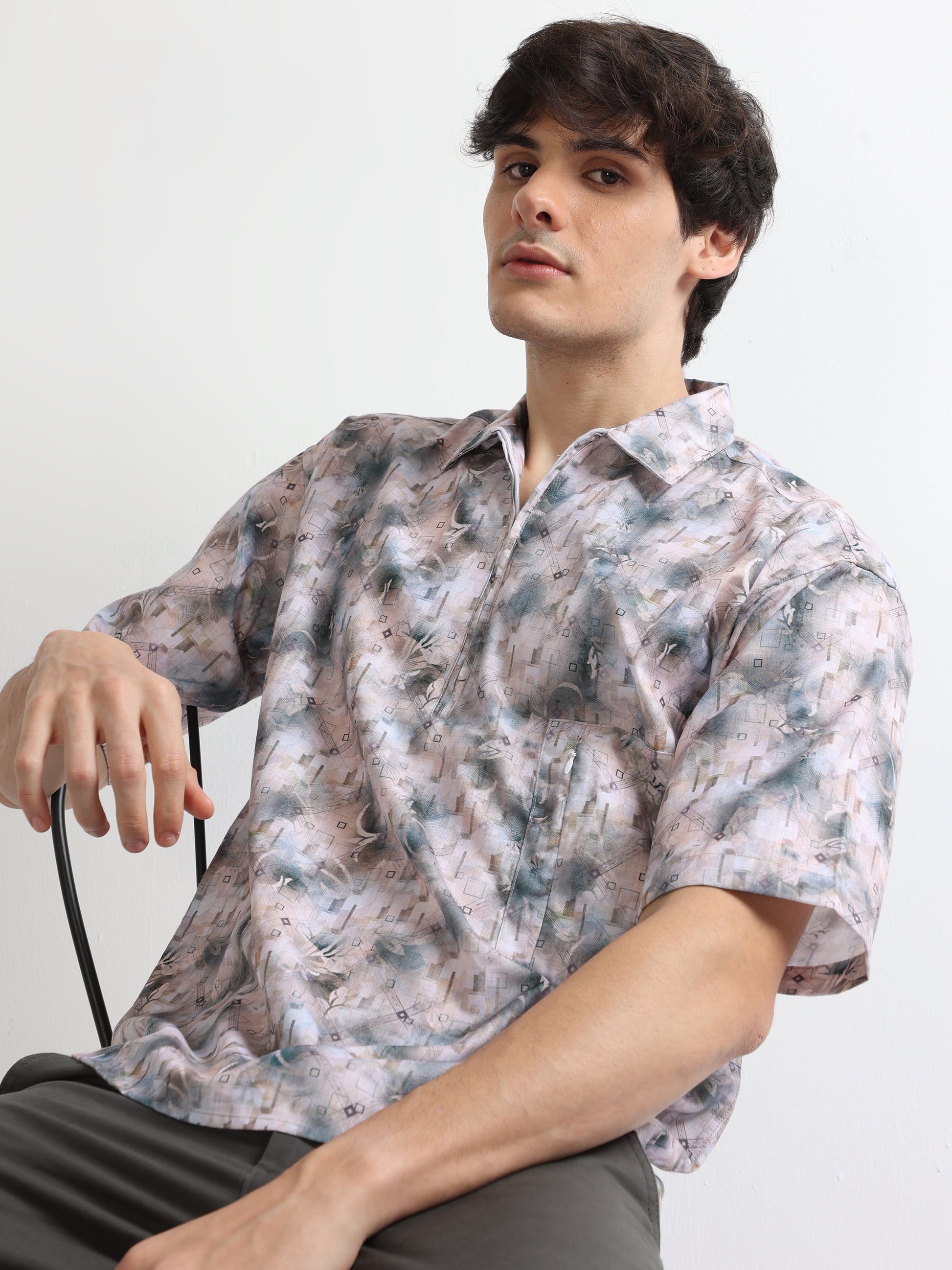 Buy Half Sleeve Digial Printed Zipper Shirt Online.