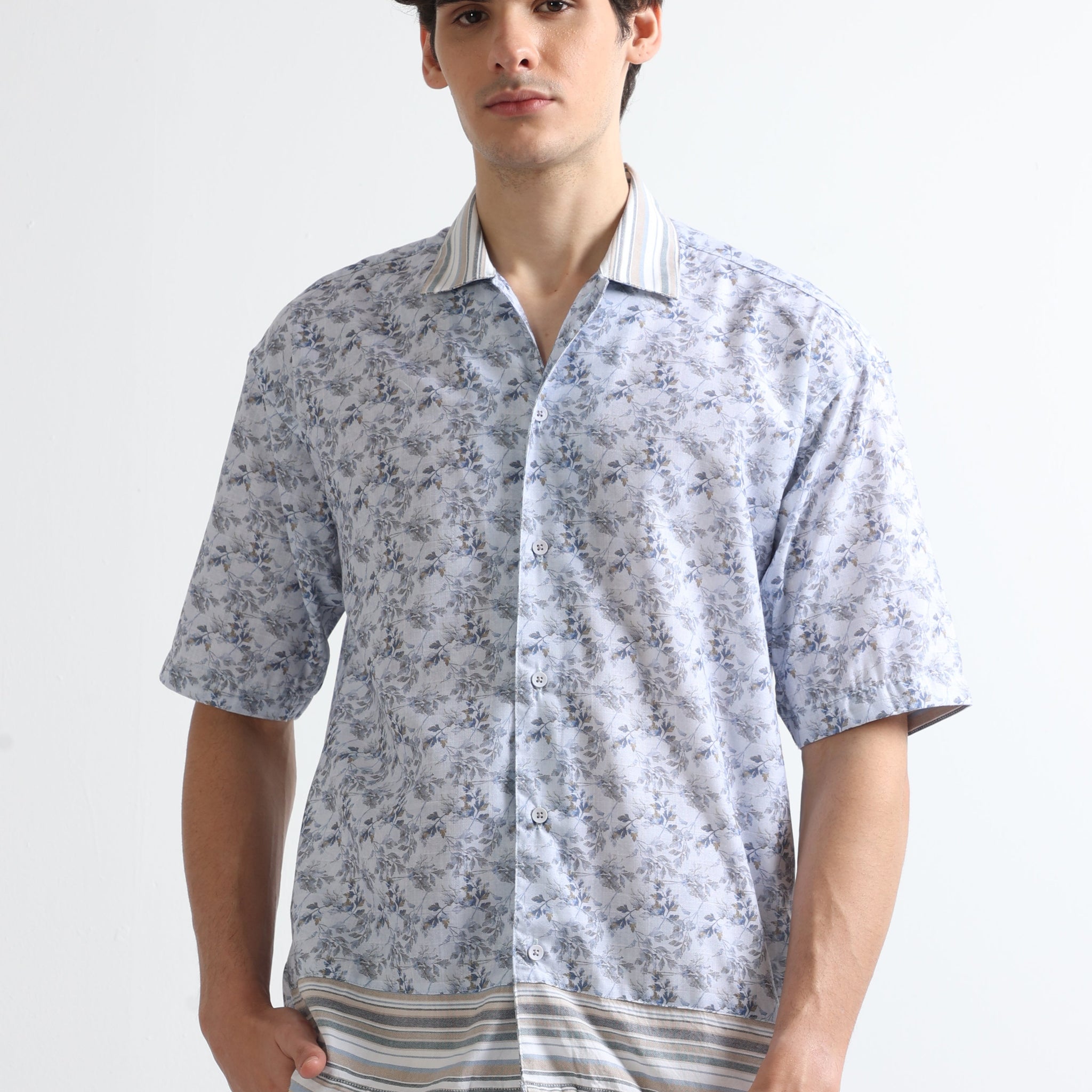 Buy Half Sleeves Drawcod Panel Sylish Shirt Online.