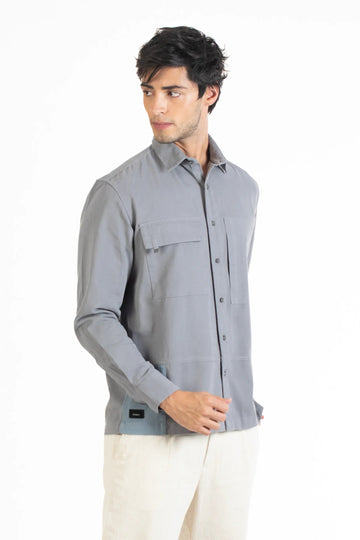Grey Men's Heavy Twill Double Plain Shirt