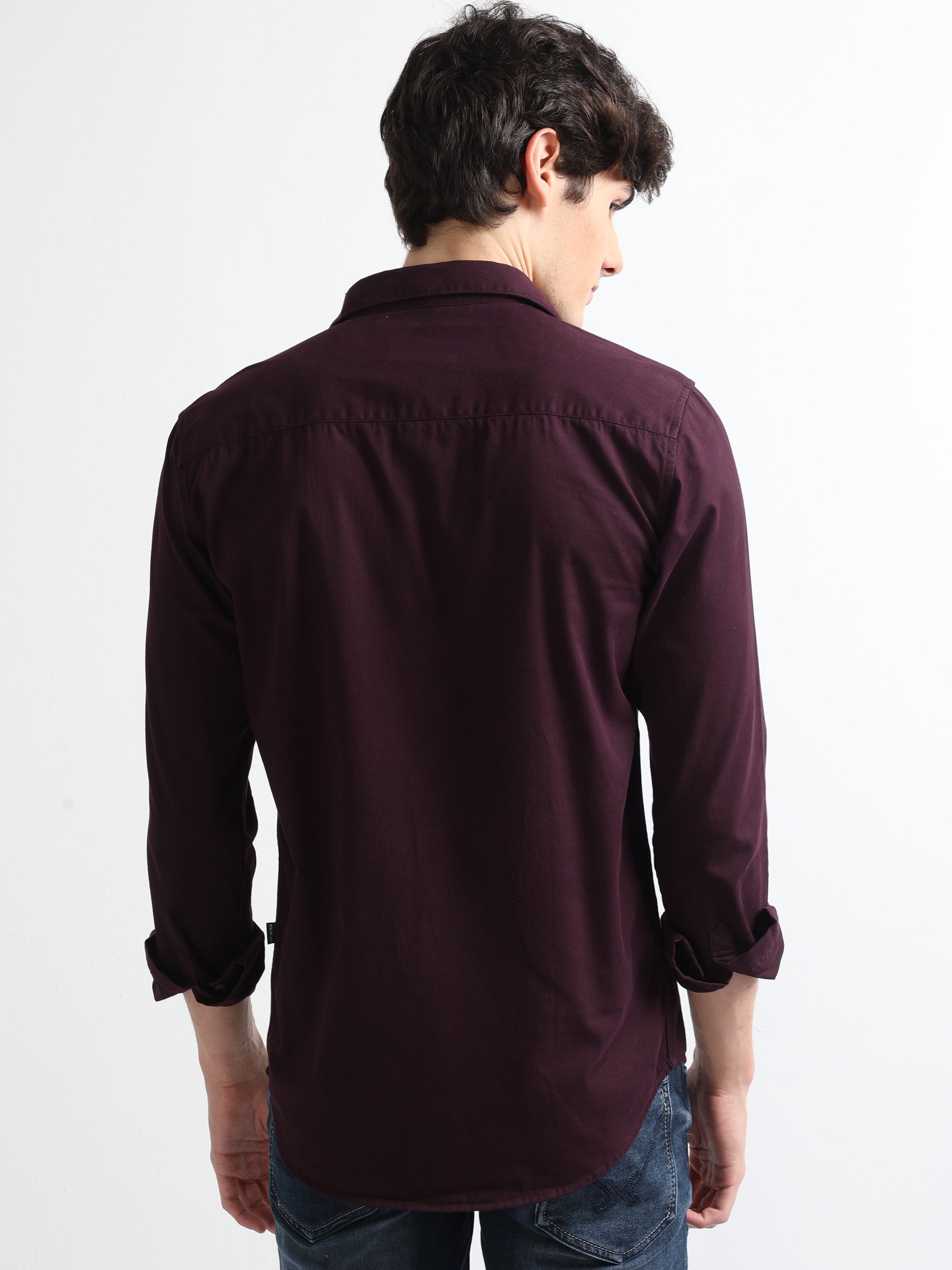 maroon hidden pocket stylish plain shirt