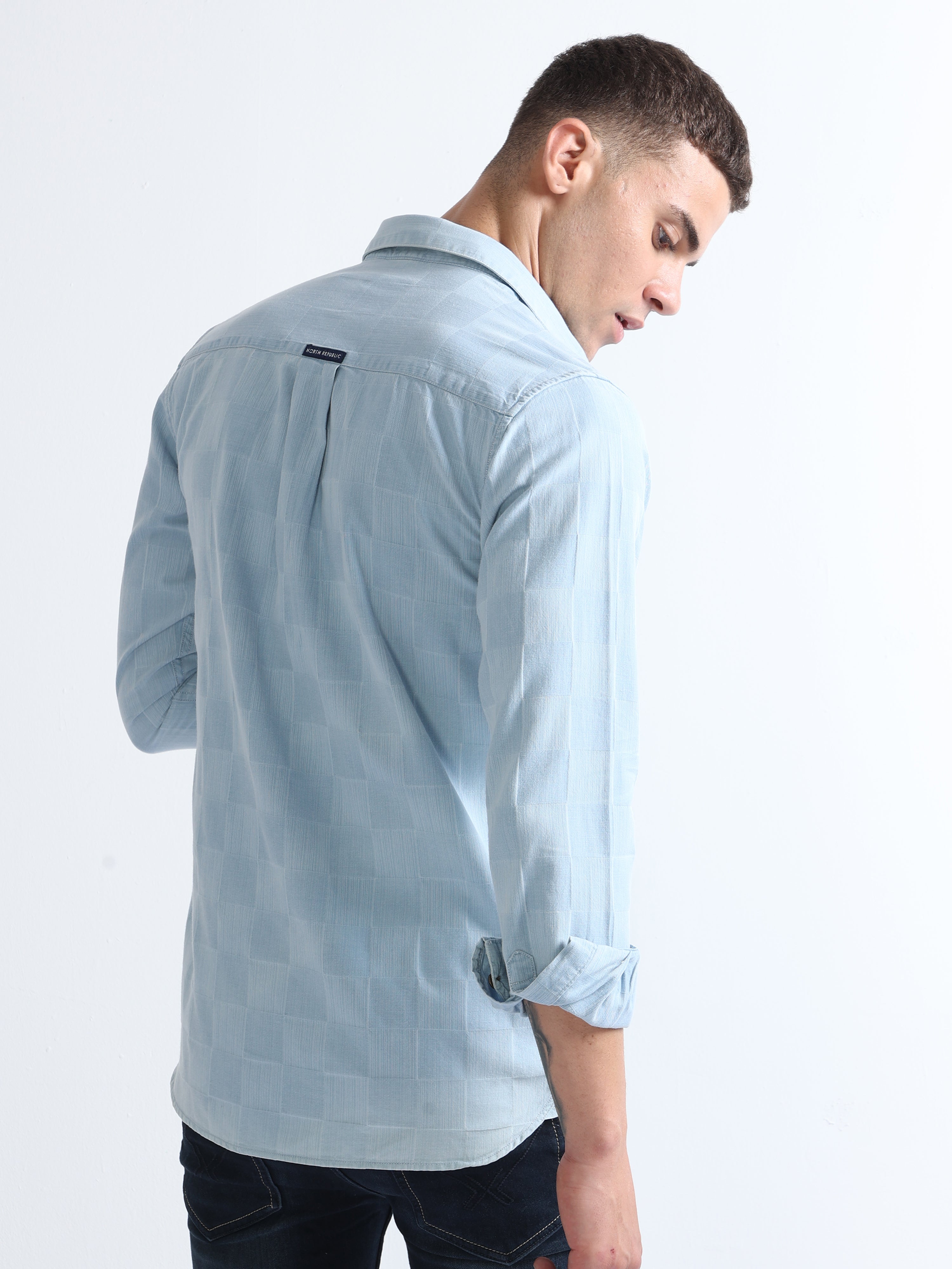 Mens Double-Pocket Fashion Mens Casual Long-Sleeved Denim Shirt Plus Size  Shirt | eBay