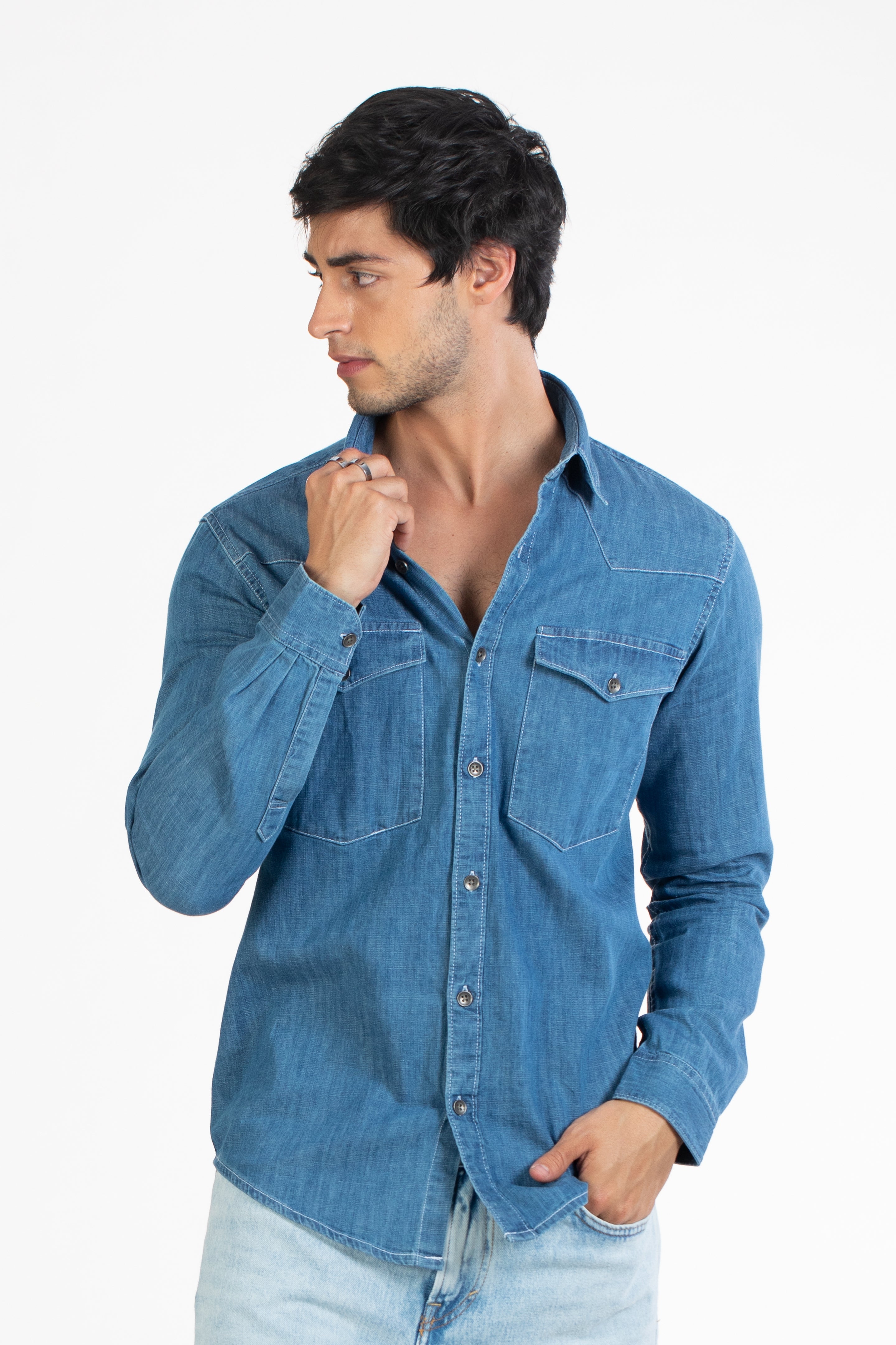 Shop Switz Ice Blue Jeans Shirt for Men Online at Great Price – Badmaash