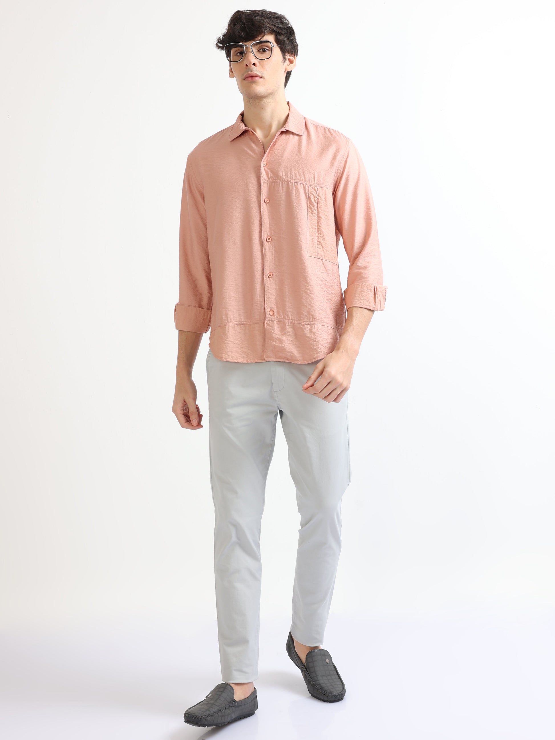 Buy Imported Fabric Solid Crushed Shirt Online.