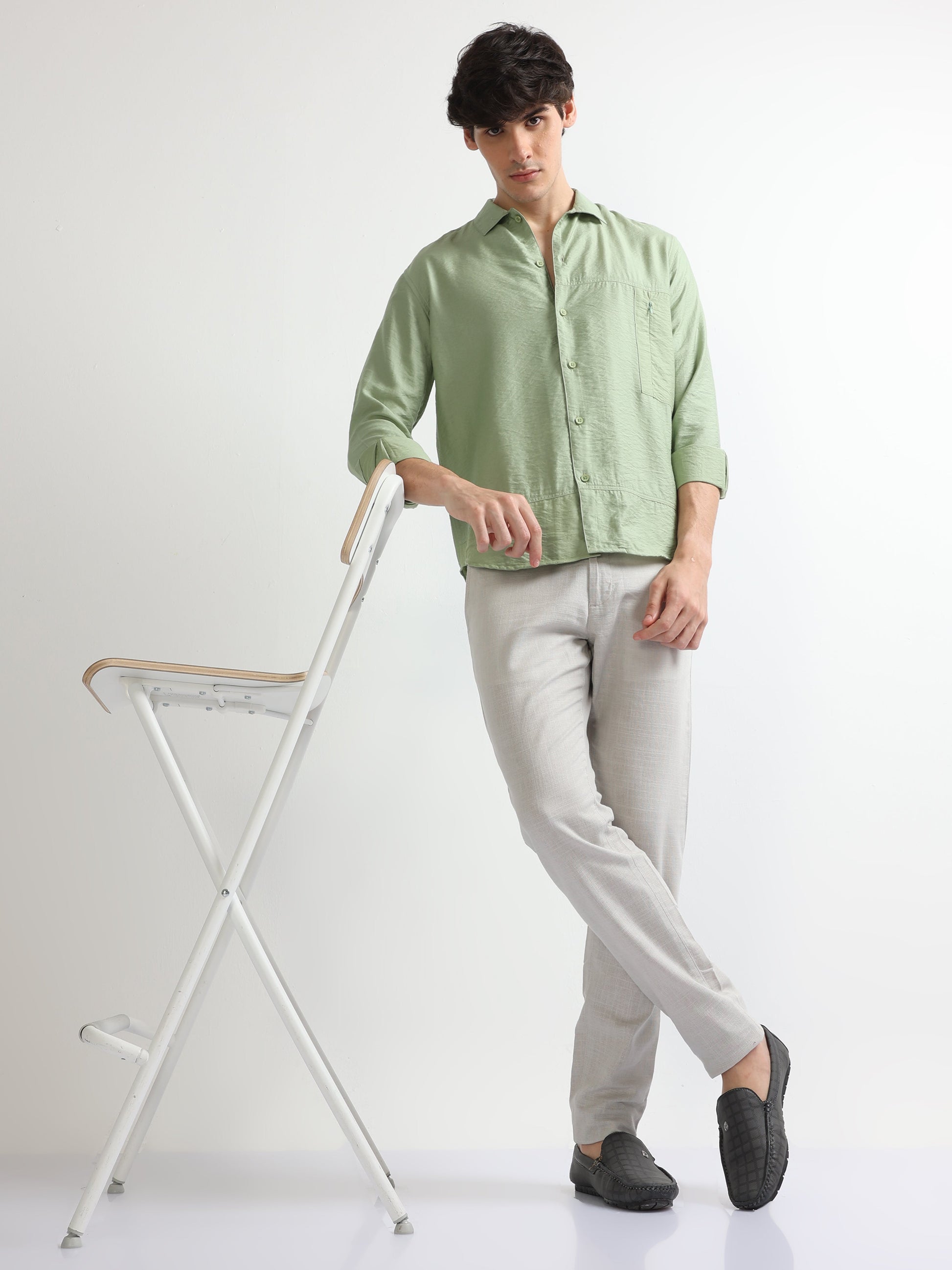Buy Imported Fabric Solid Crushed Shirt Online.