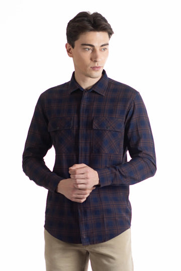 Indigo Full Sleeve Men's Checked Shirt