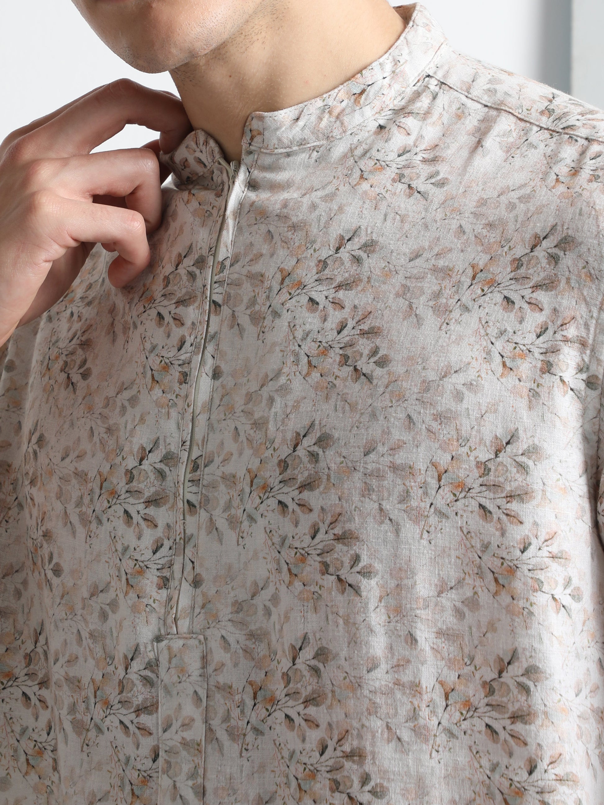 Dusky Flora Linen Digital Floral Men's Printed Shirt