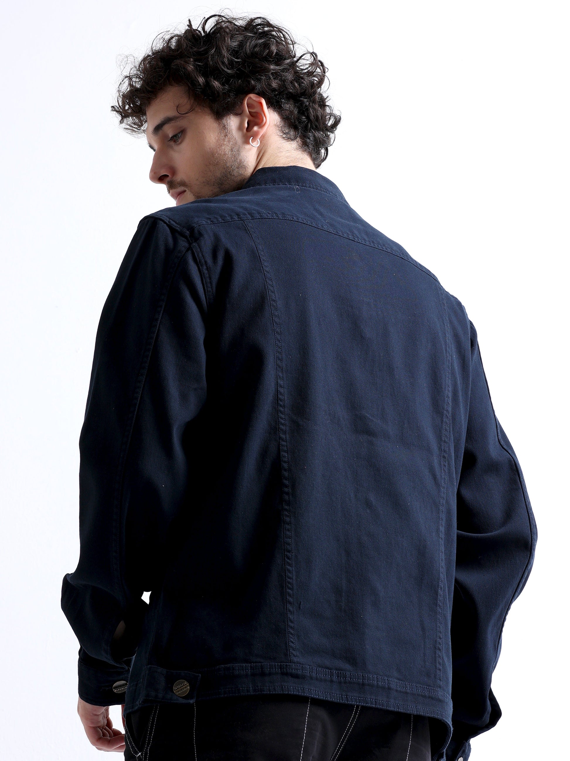 Navy Flannel Lined Tracker Twill Men's Jacket 