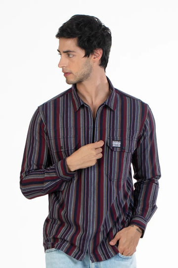 Buy Multicolor Striped Zip-Up Shirt Online